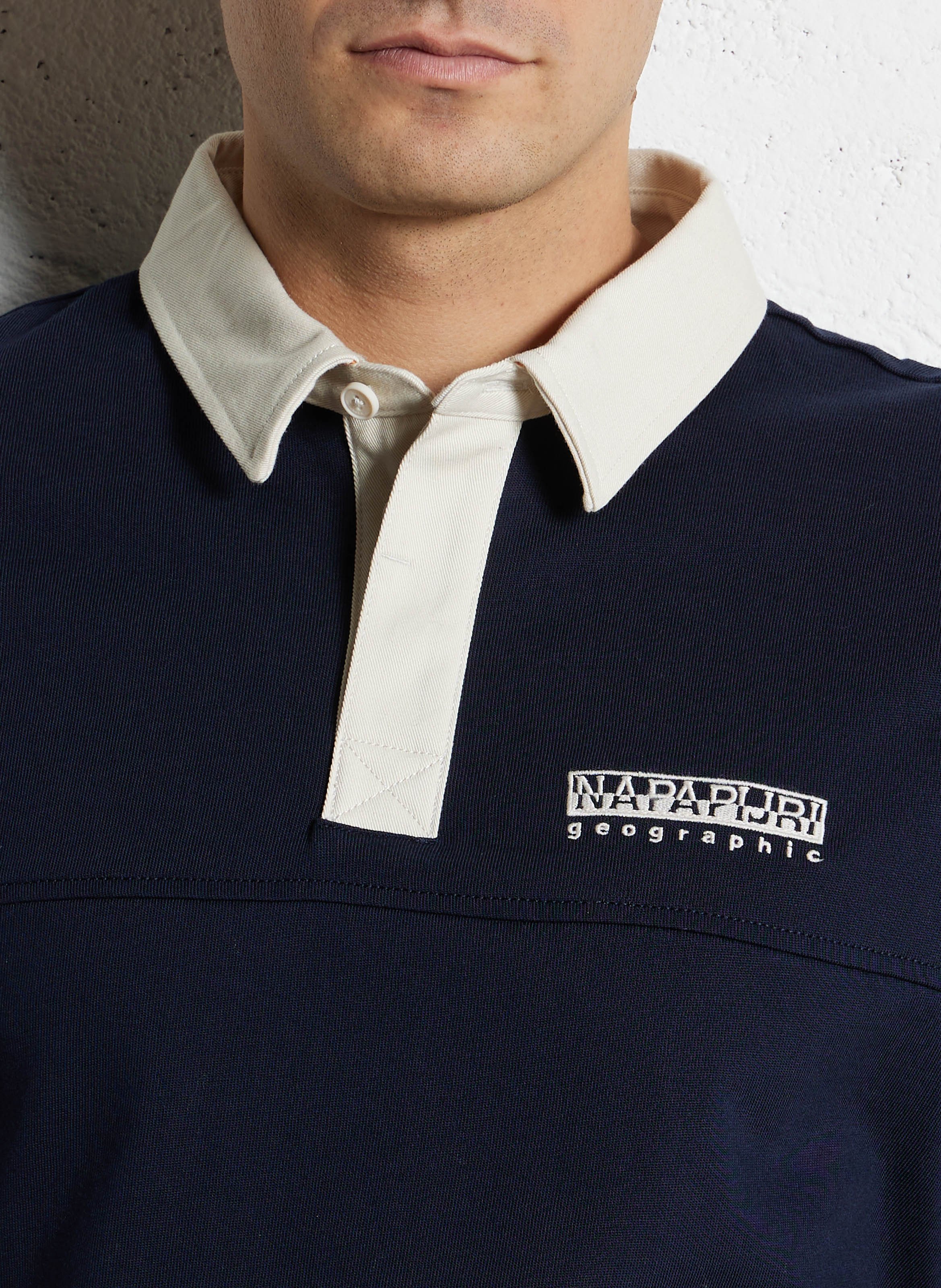 Top col polo en coton NAPAPIJRI Bleu