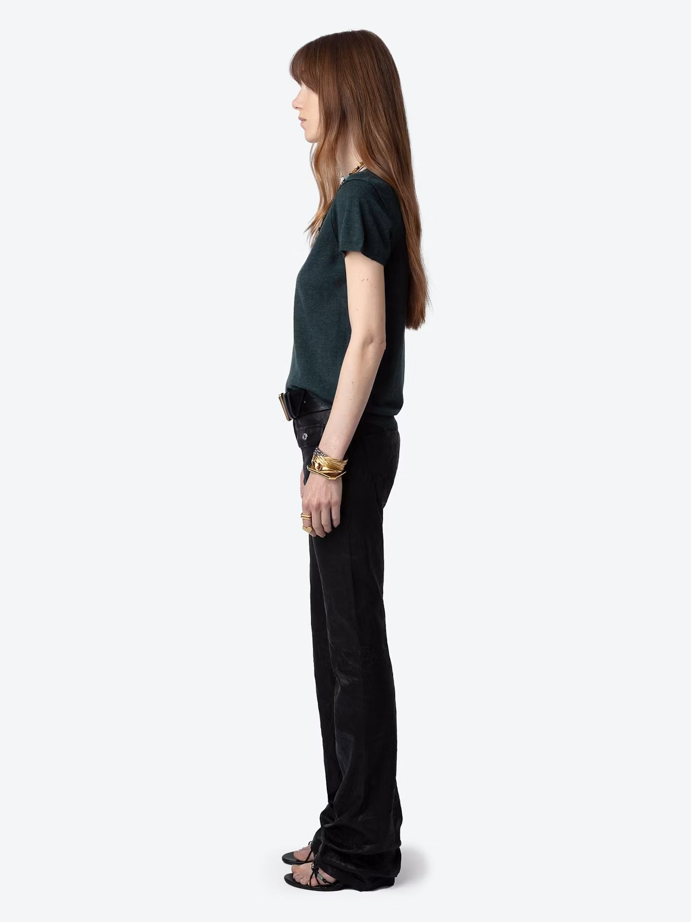 Top col tunisien droit en cachemire ZADIG&VOLTAIRE Vert