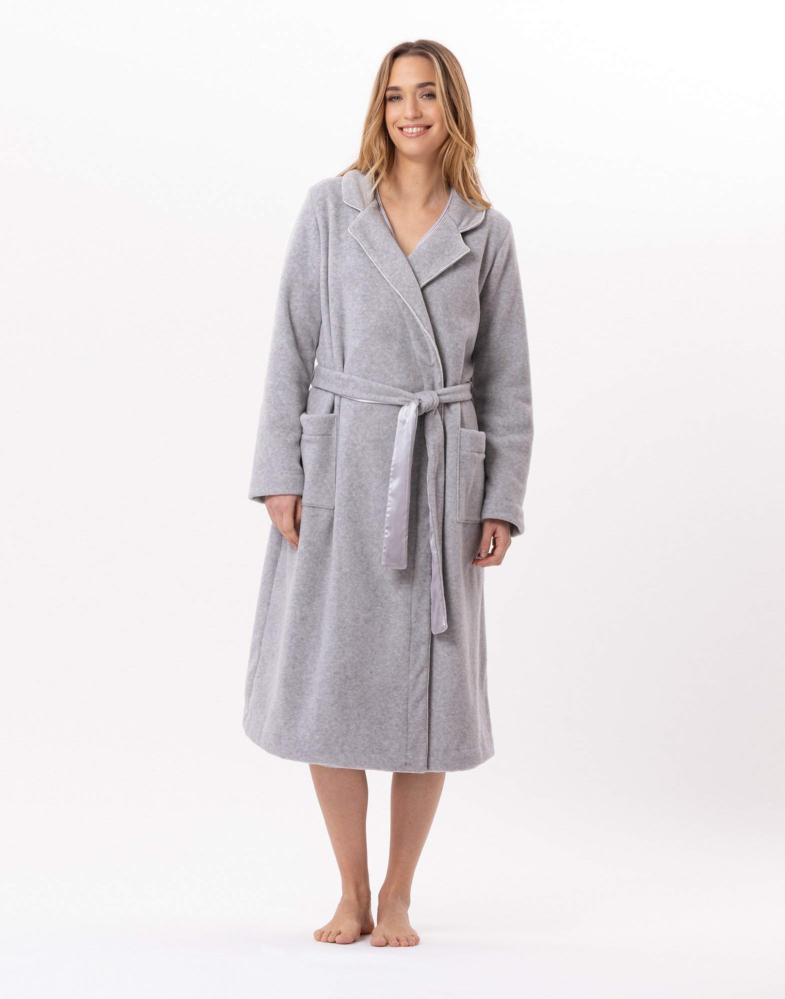 Crossed fleece dressing gown LE CHAT Grey