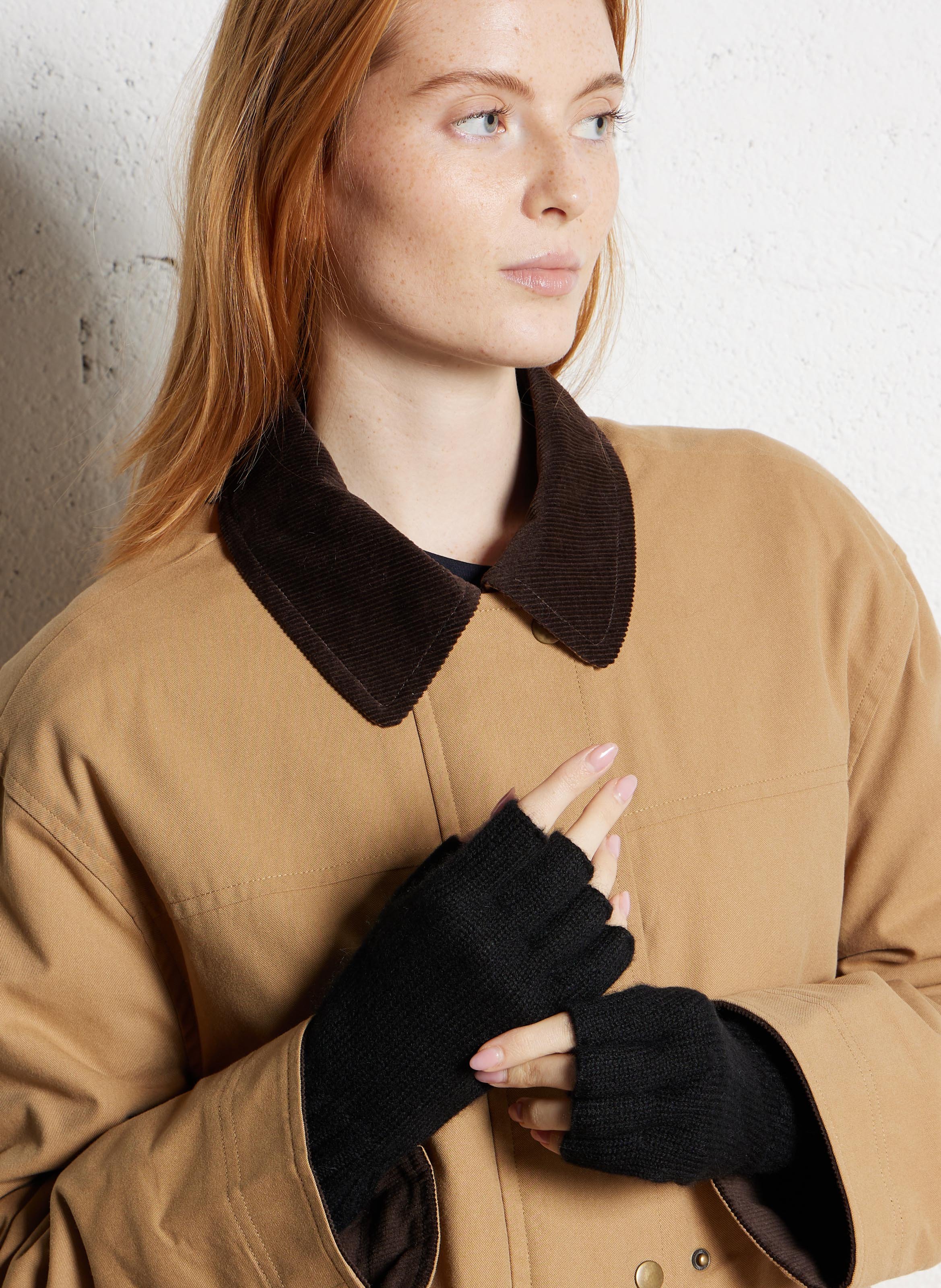 Einfarbige Kaschmir-Handschuhe MAISON 123 Schwarz