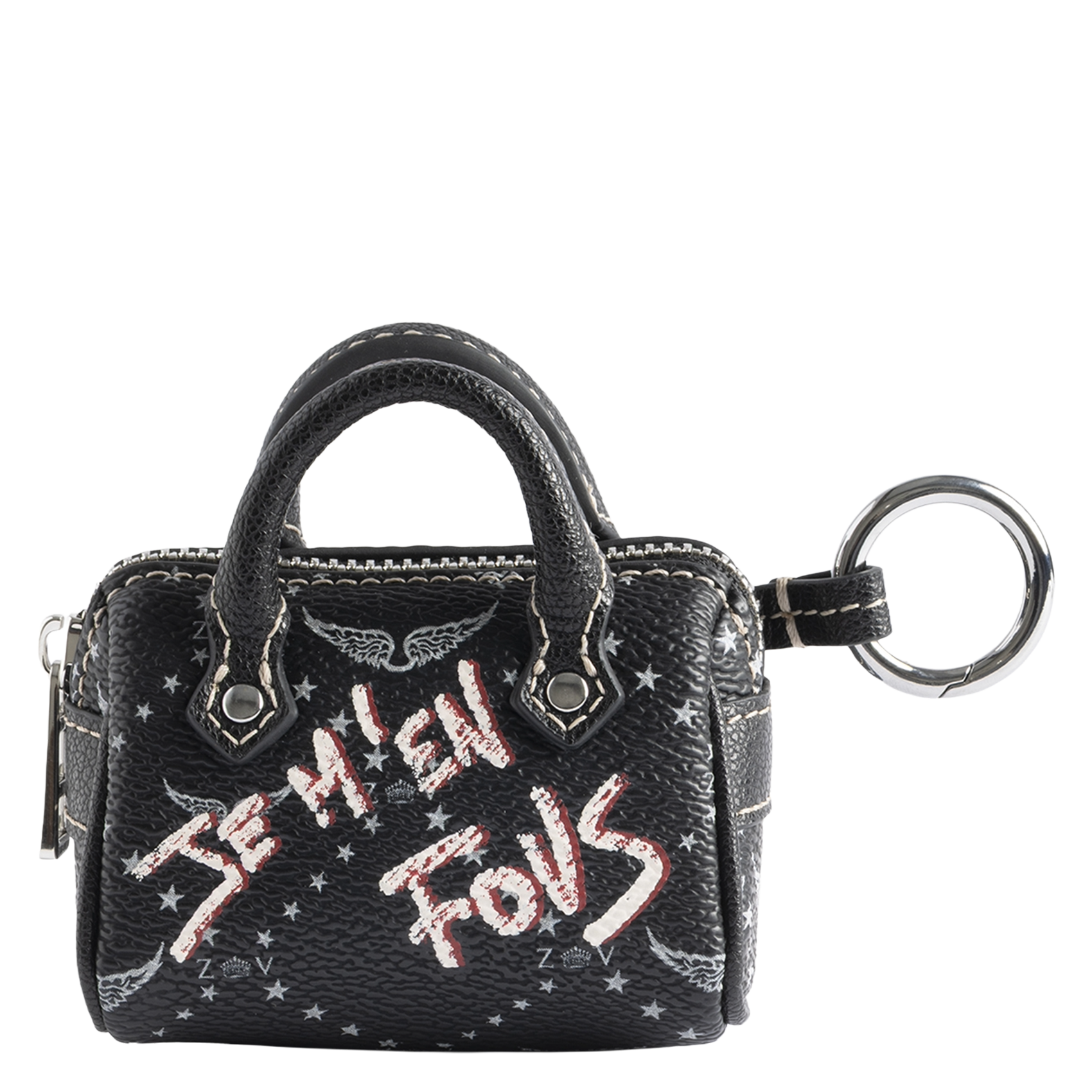 Porte-clés sac imprimé ZADIG&VOLTAIRE Noir