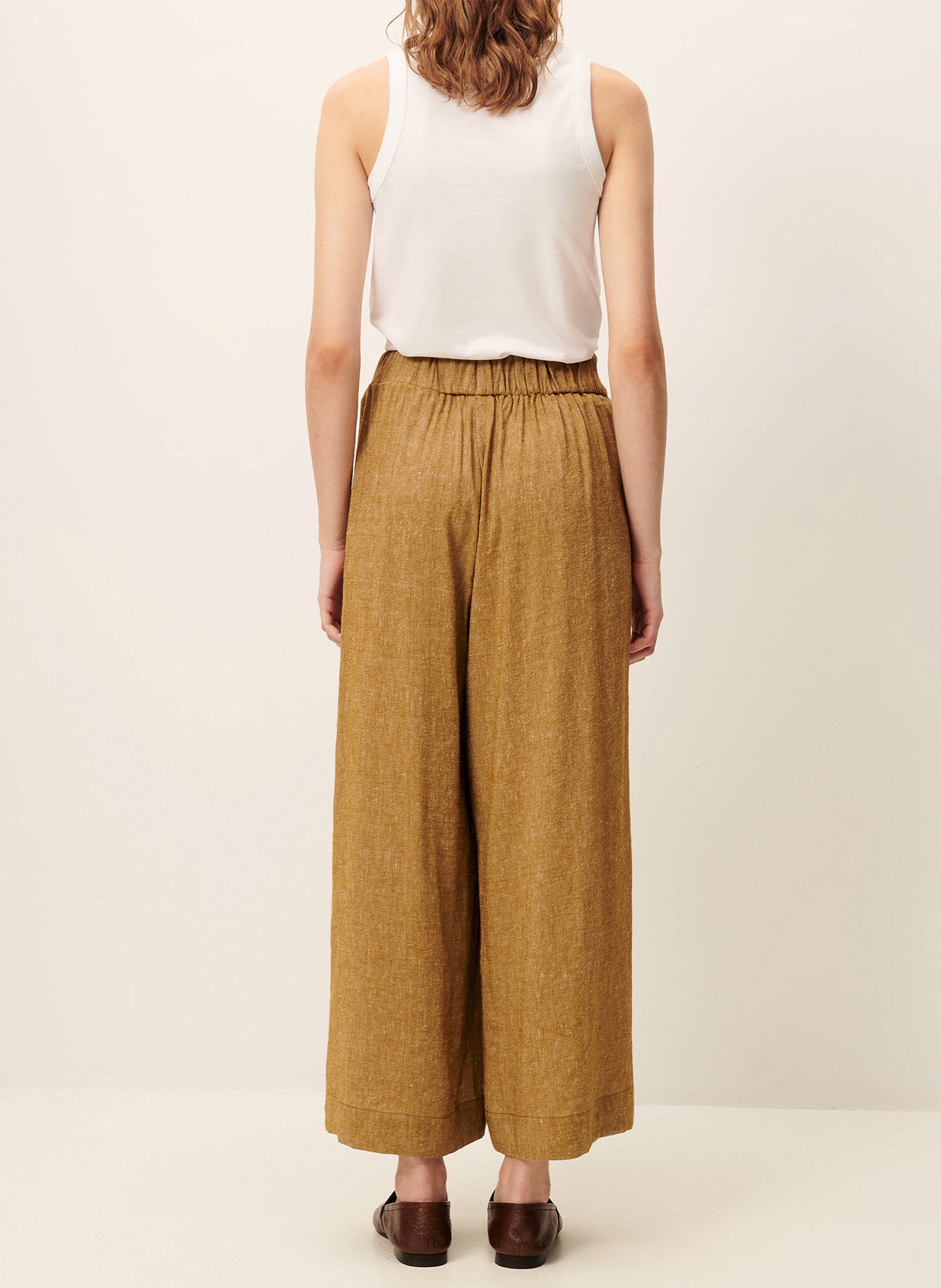 Wijde, linnen 7/8-broek SESSUN Kaki