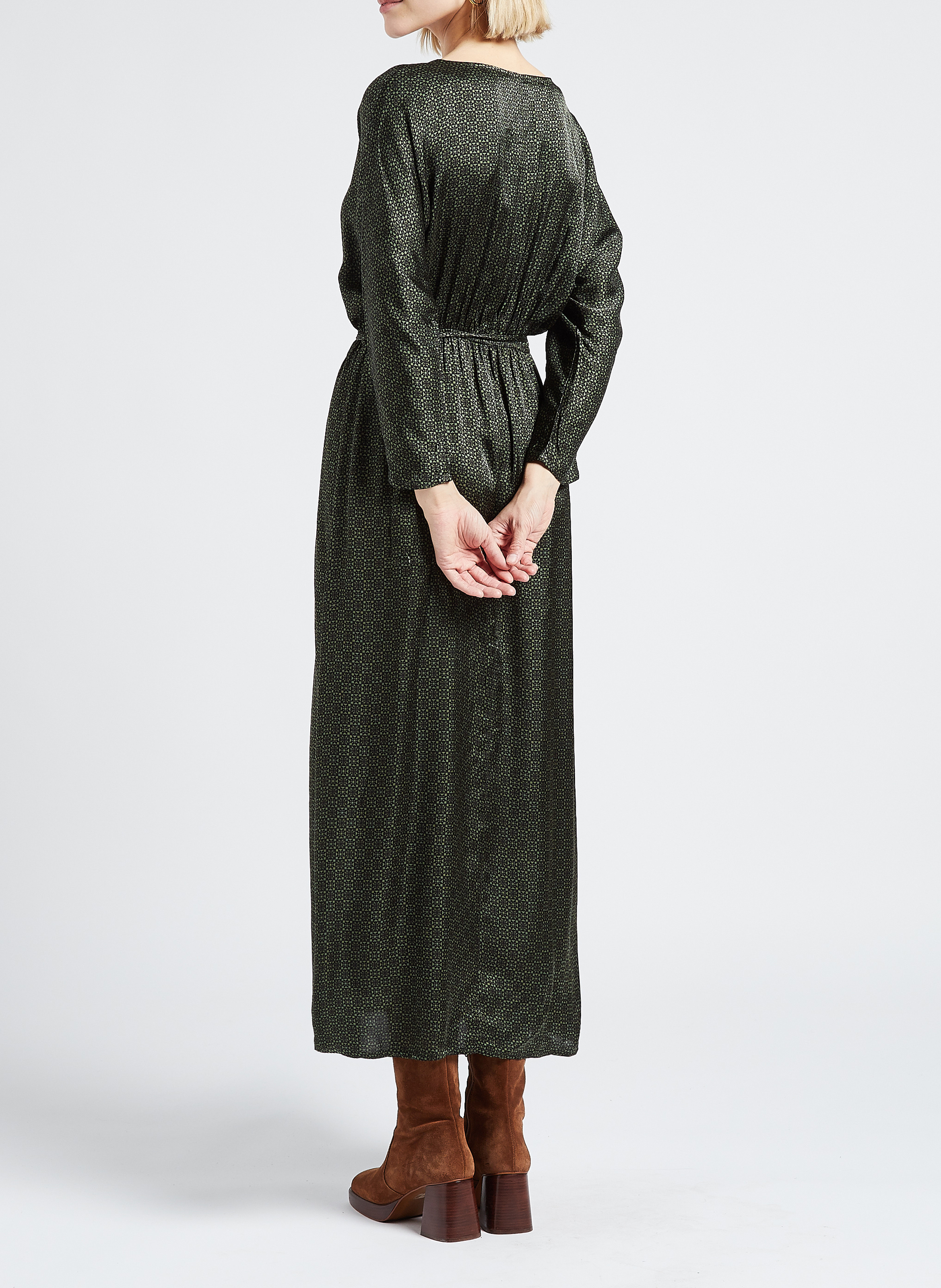 Printed V-neck midi dress GRACE ET MILA Green