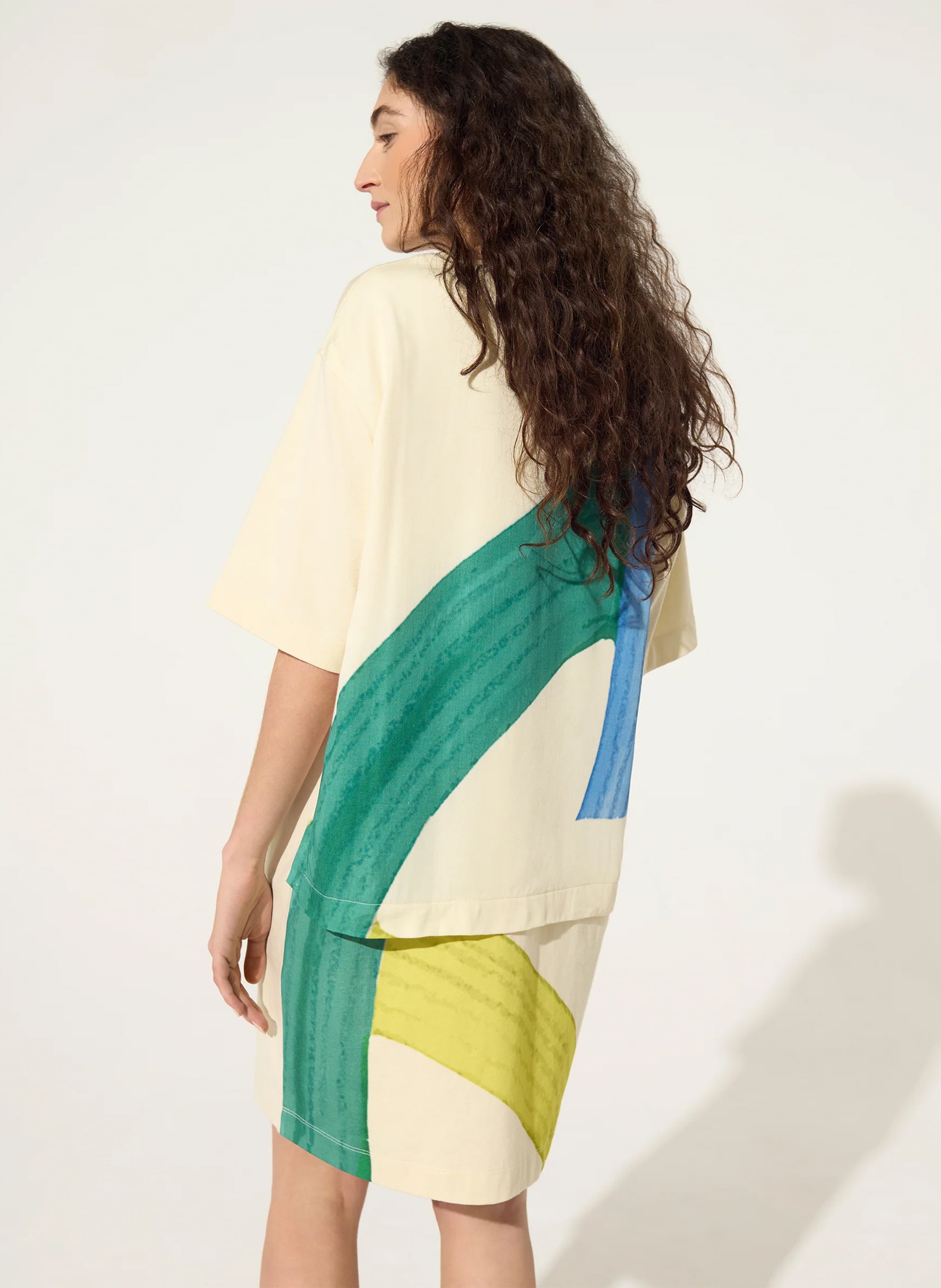 Robe midi col rond imprimée  ACOTE Blanc