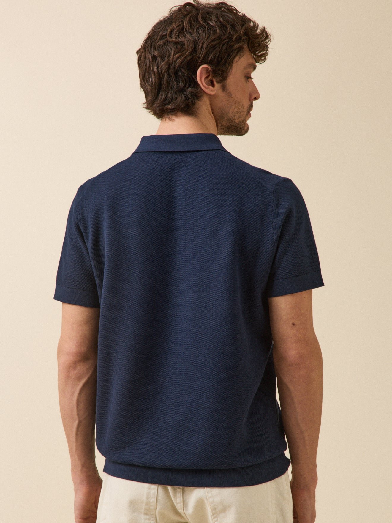 Pull col polo manches courtes CYRILLUS Bleu