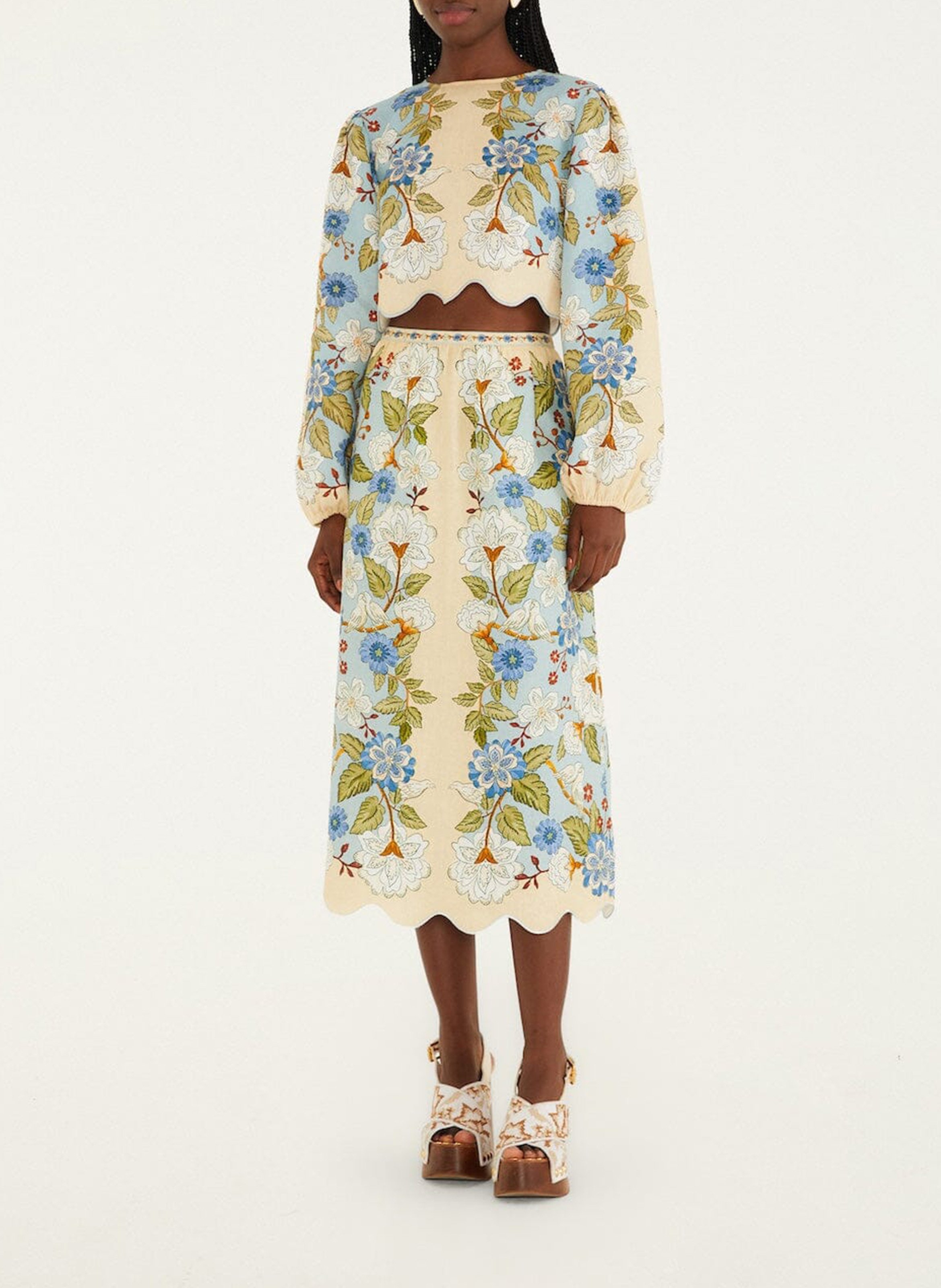 Midi-Leinenrock FARM RIO Blau