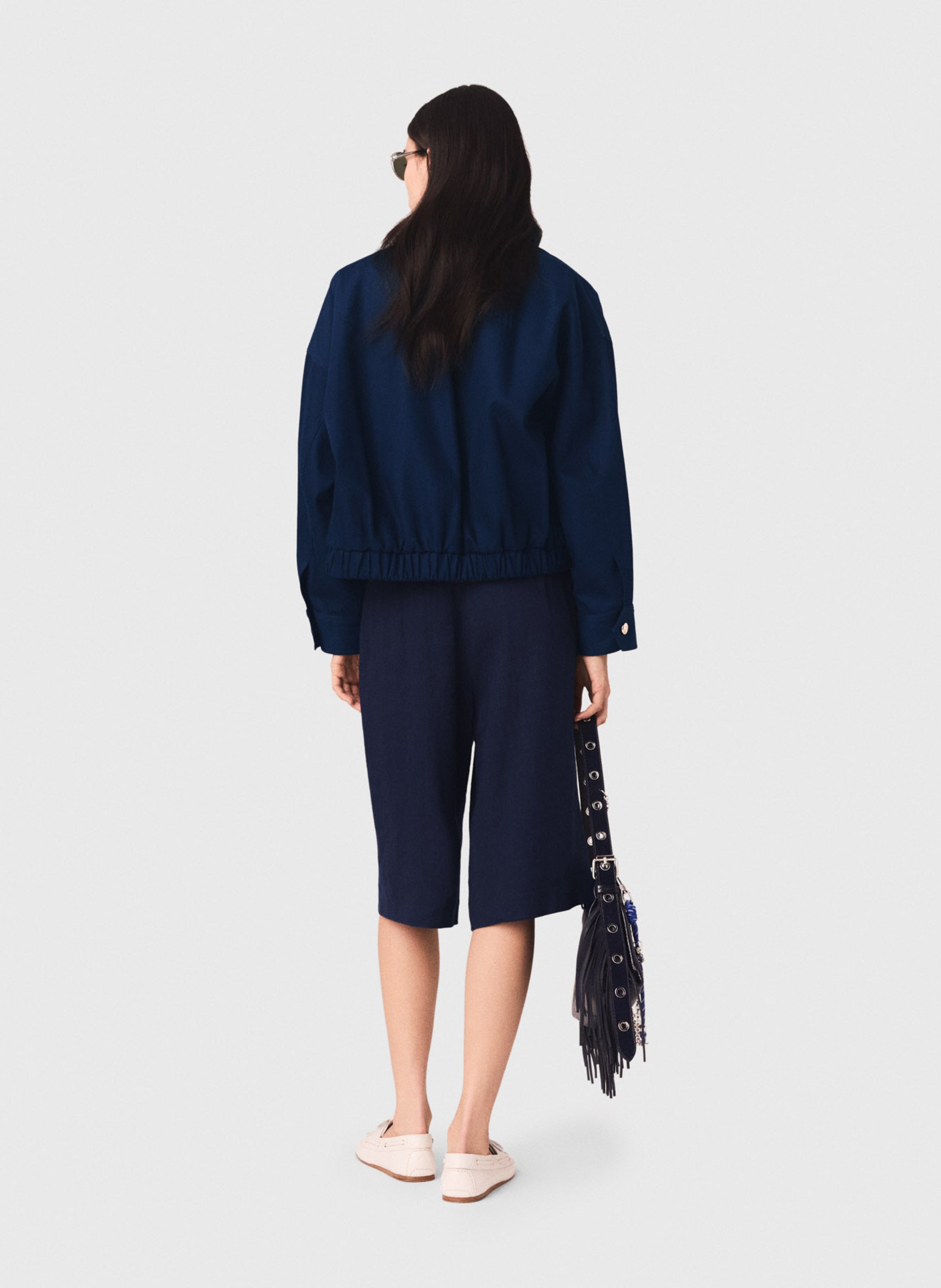 Short buttoned cotton jacket MAJE Blue