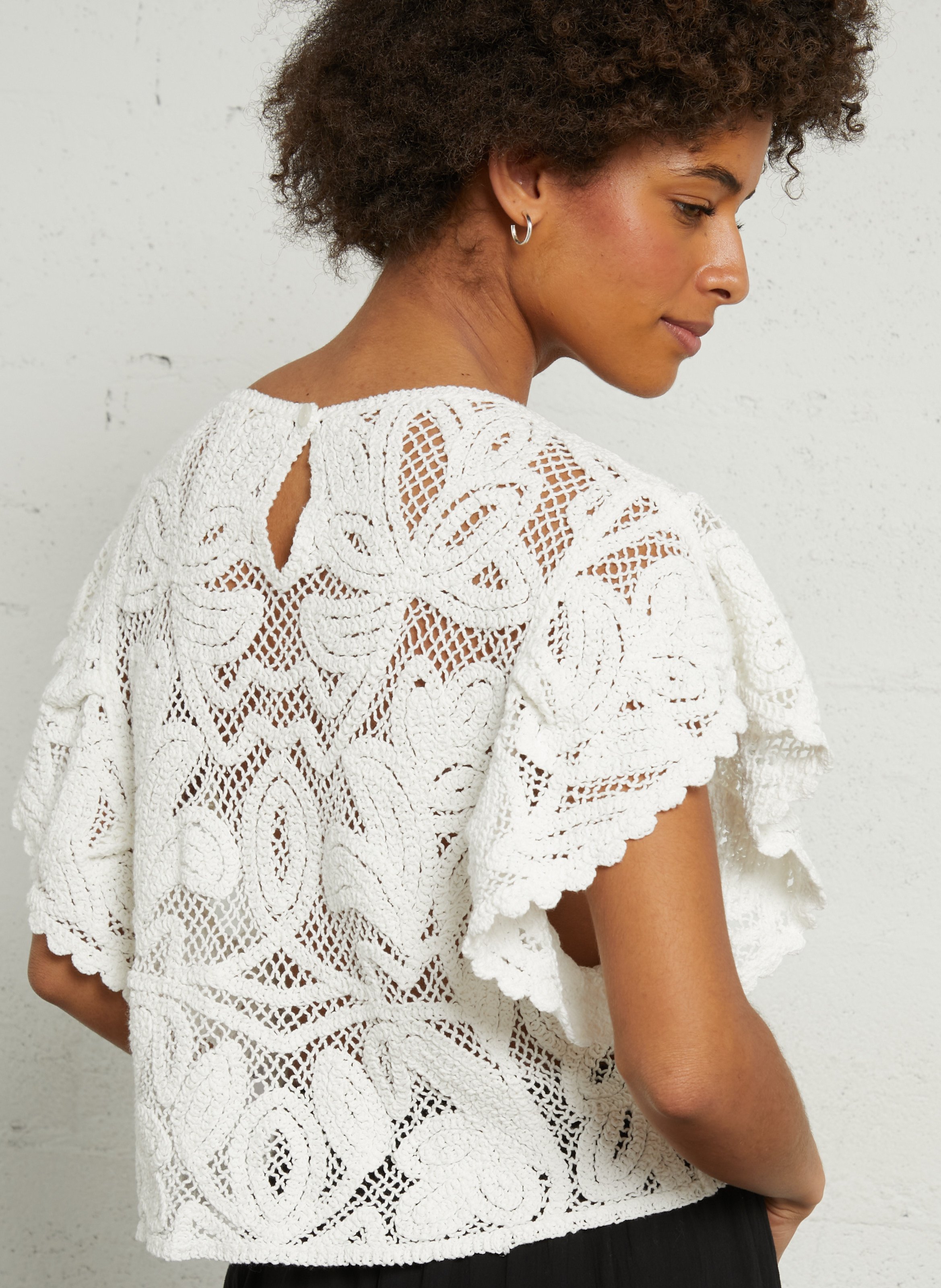 Loose-fit cotton top with lace THE KORNER White