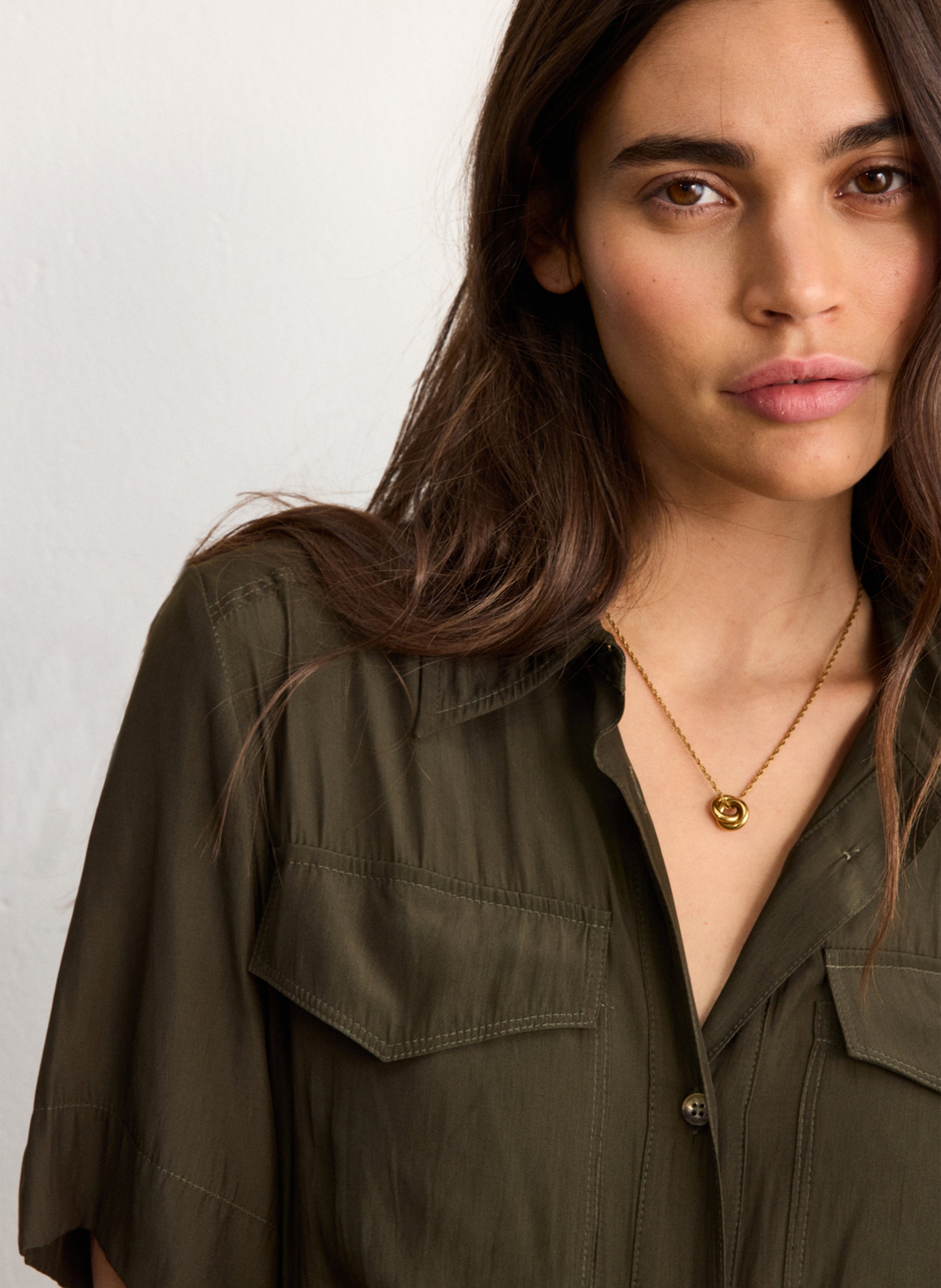 Halflange effen blousejurk PABLO Groen