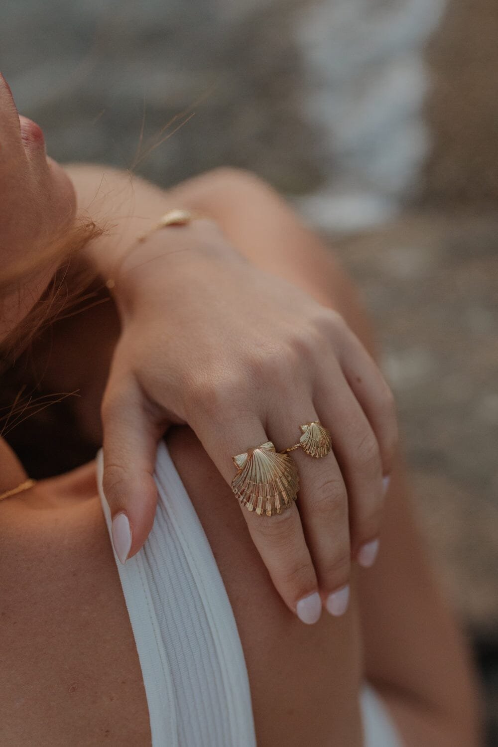 Maxi gold-plated seashell ring MONSIEUR SIMONE Silver