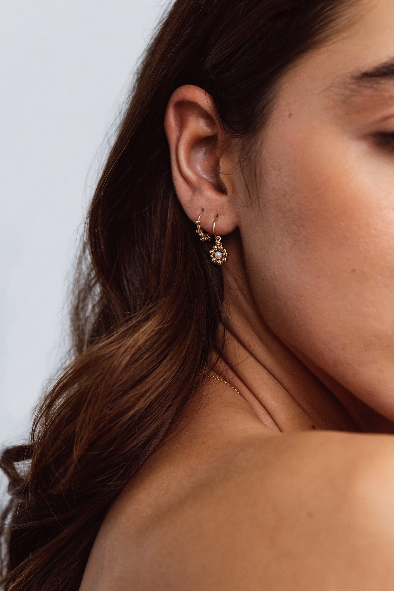 Daisy pearl hoop earrings YAY Golden