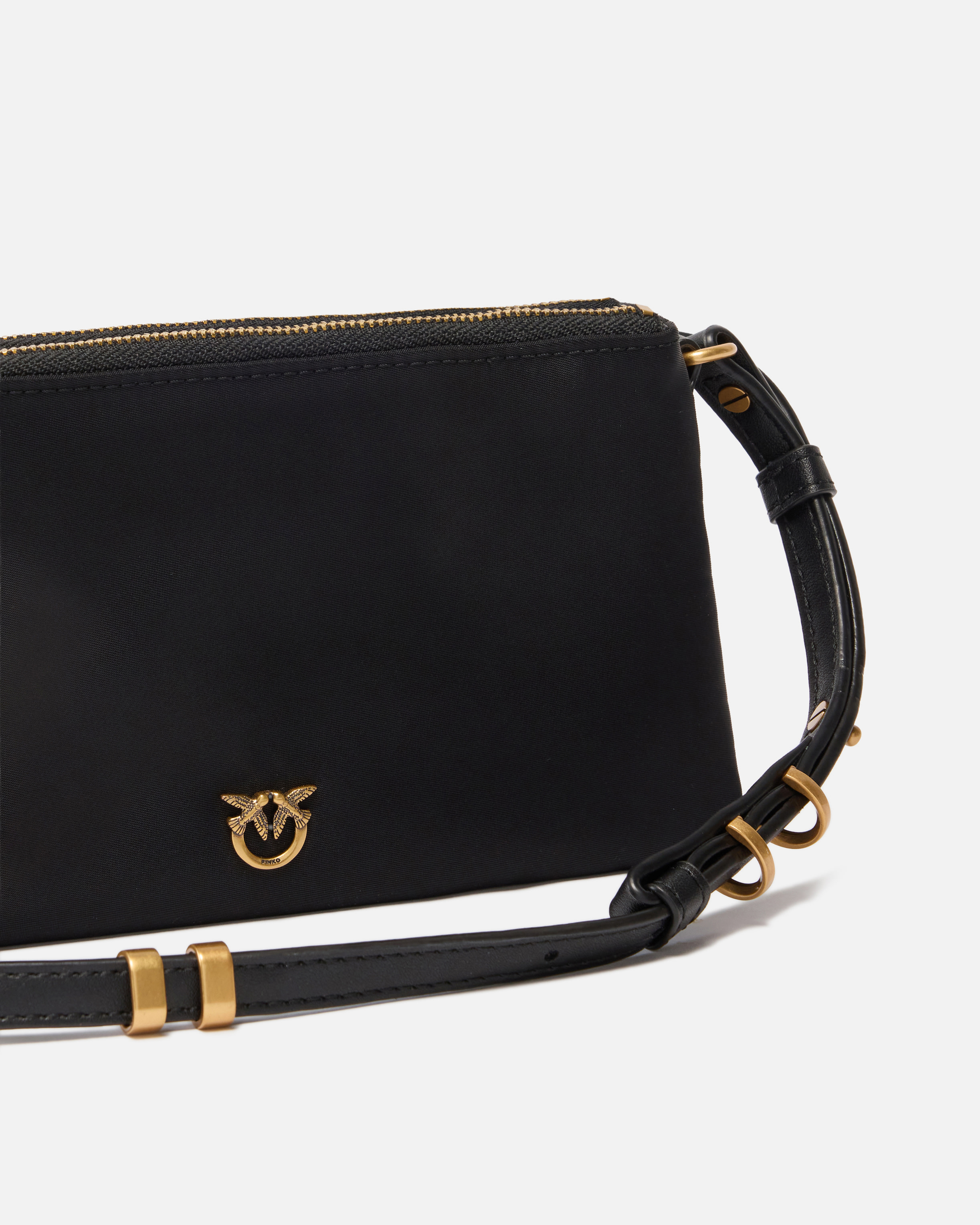Petit sac à bandoulière double bag mini en nylon PINKO Noir