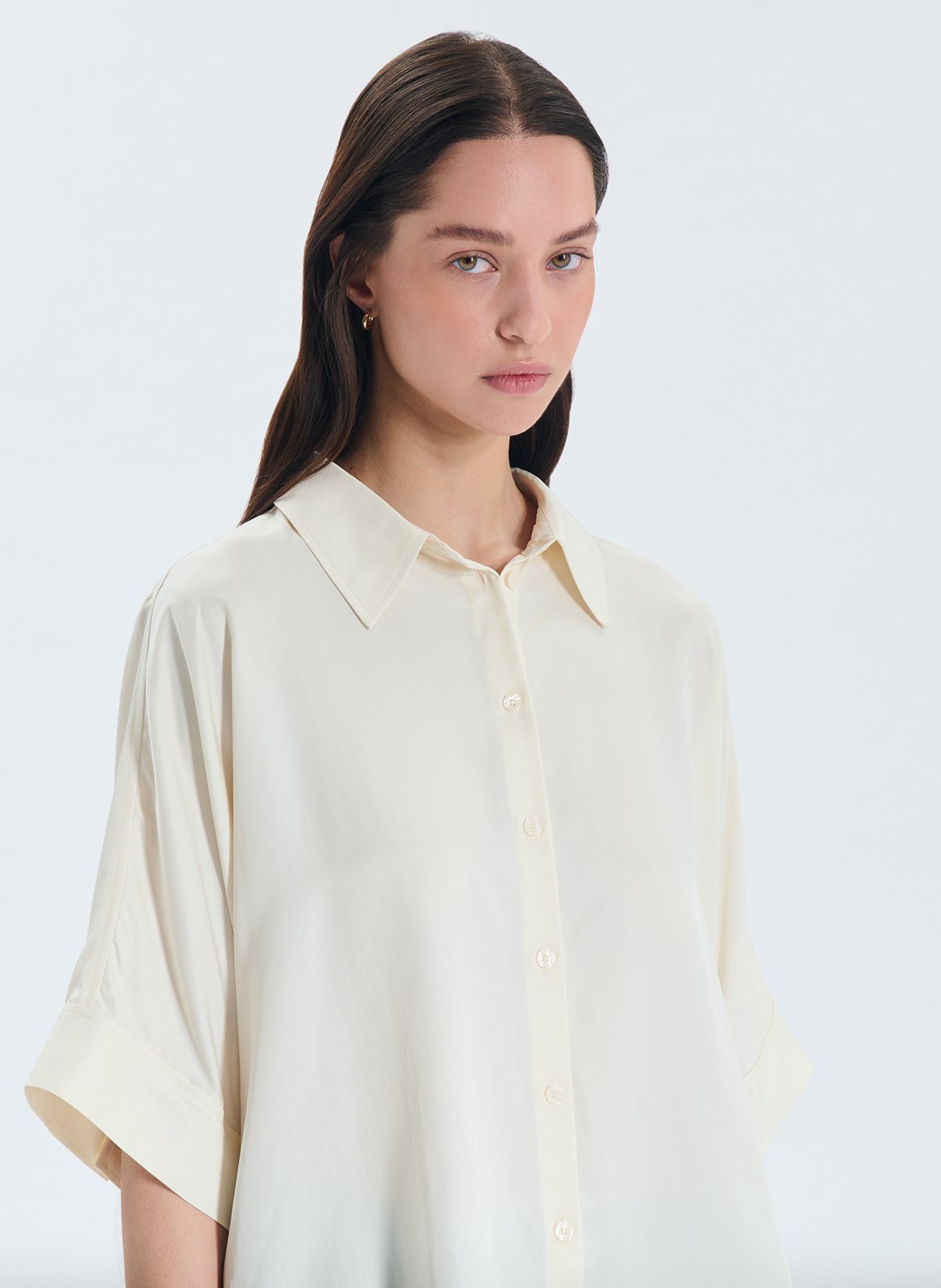 Oversize-Bluse mit klassischem Kragen ZAPA Weiss