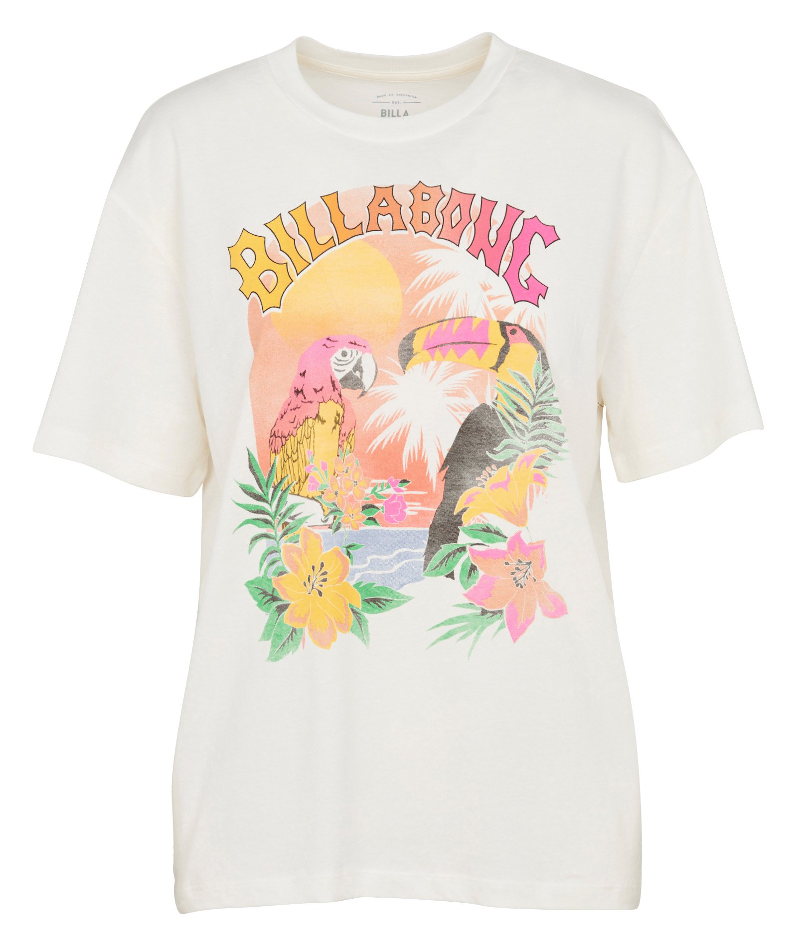 Straight round neck printed cotton t-shirt BILLABONG White