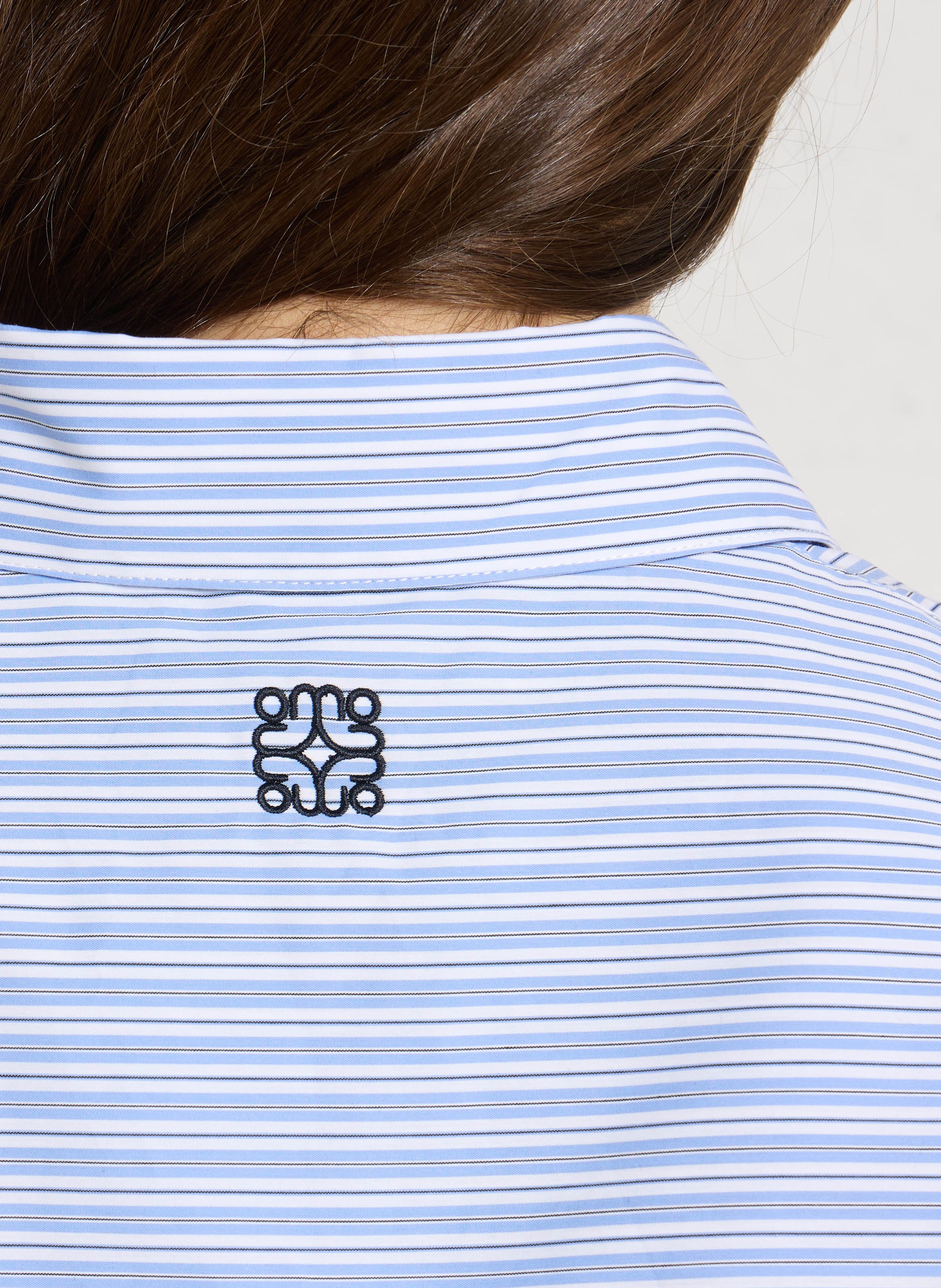 Straight Striped Shirt with Embroidery MOMONI White