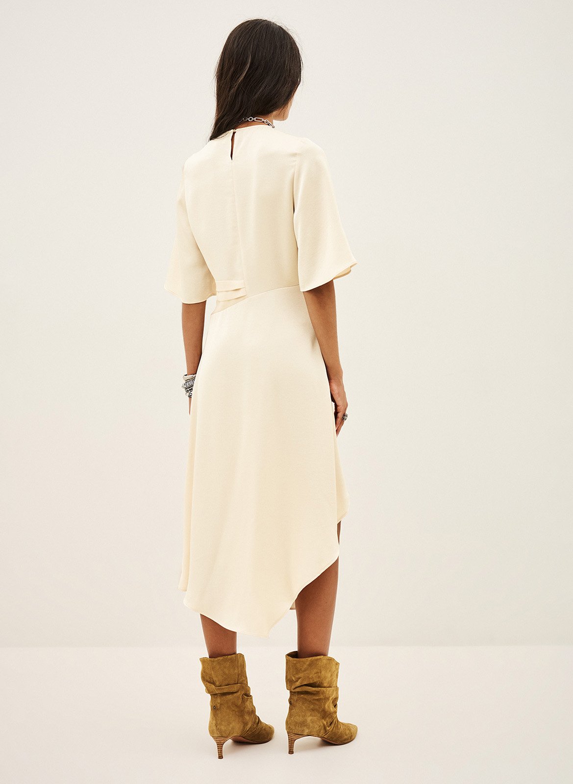 Robe midi cintrée asymétrique BA&SH Beige