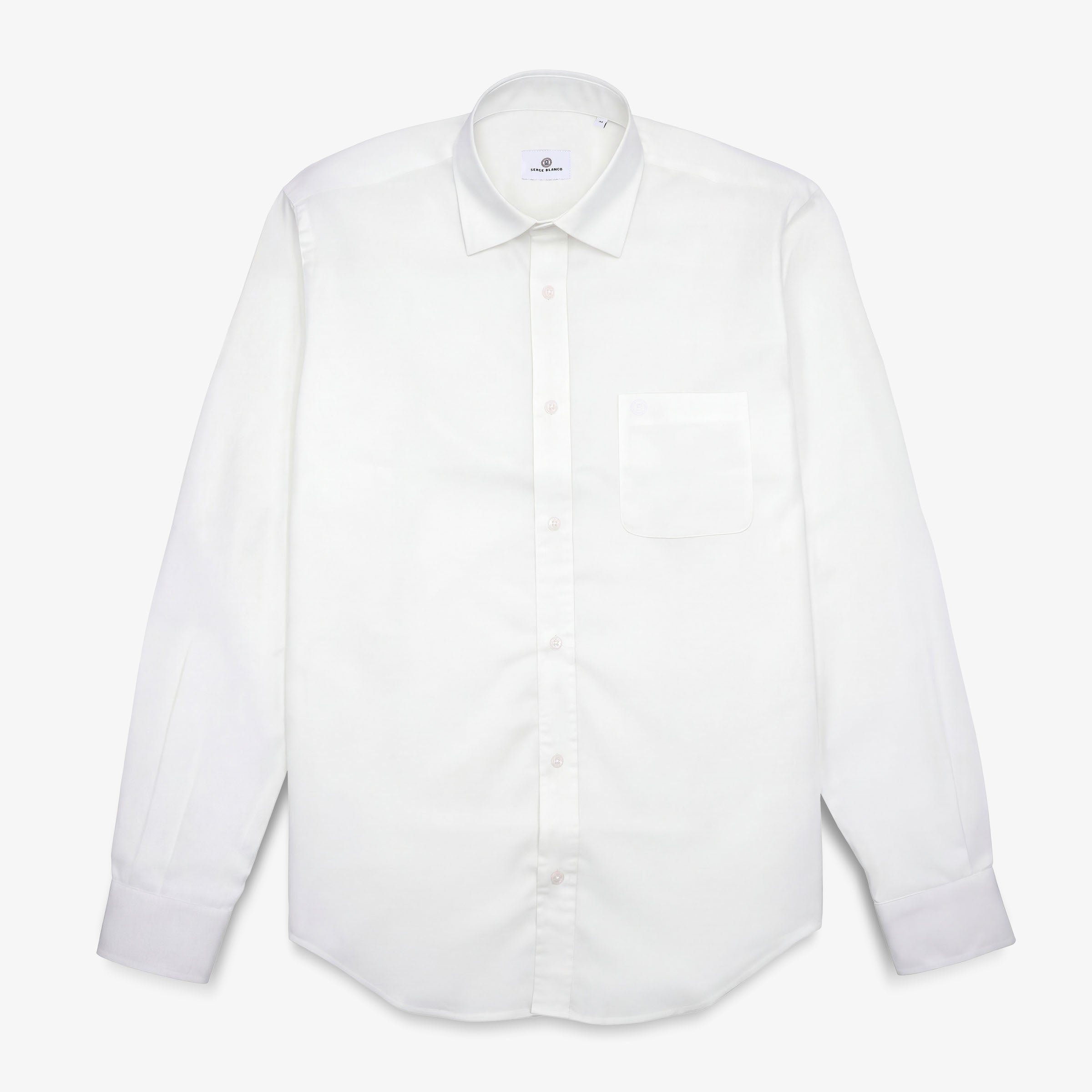 Chemise manches longues en coton avec poche poitrine blanche SERGE BLANCO Blanc