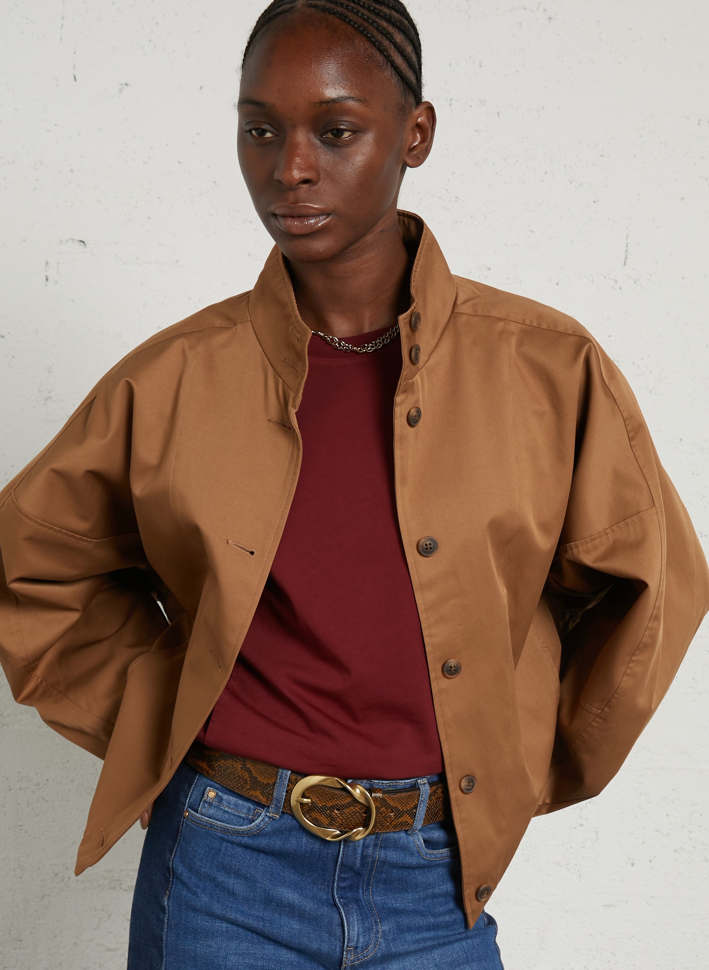 Blouson col montant en coton mélangé MAISON 123 Beige