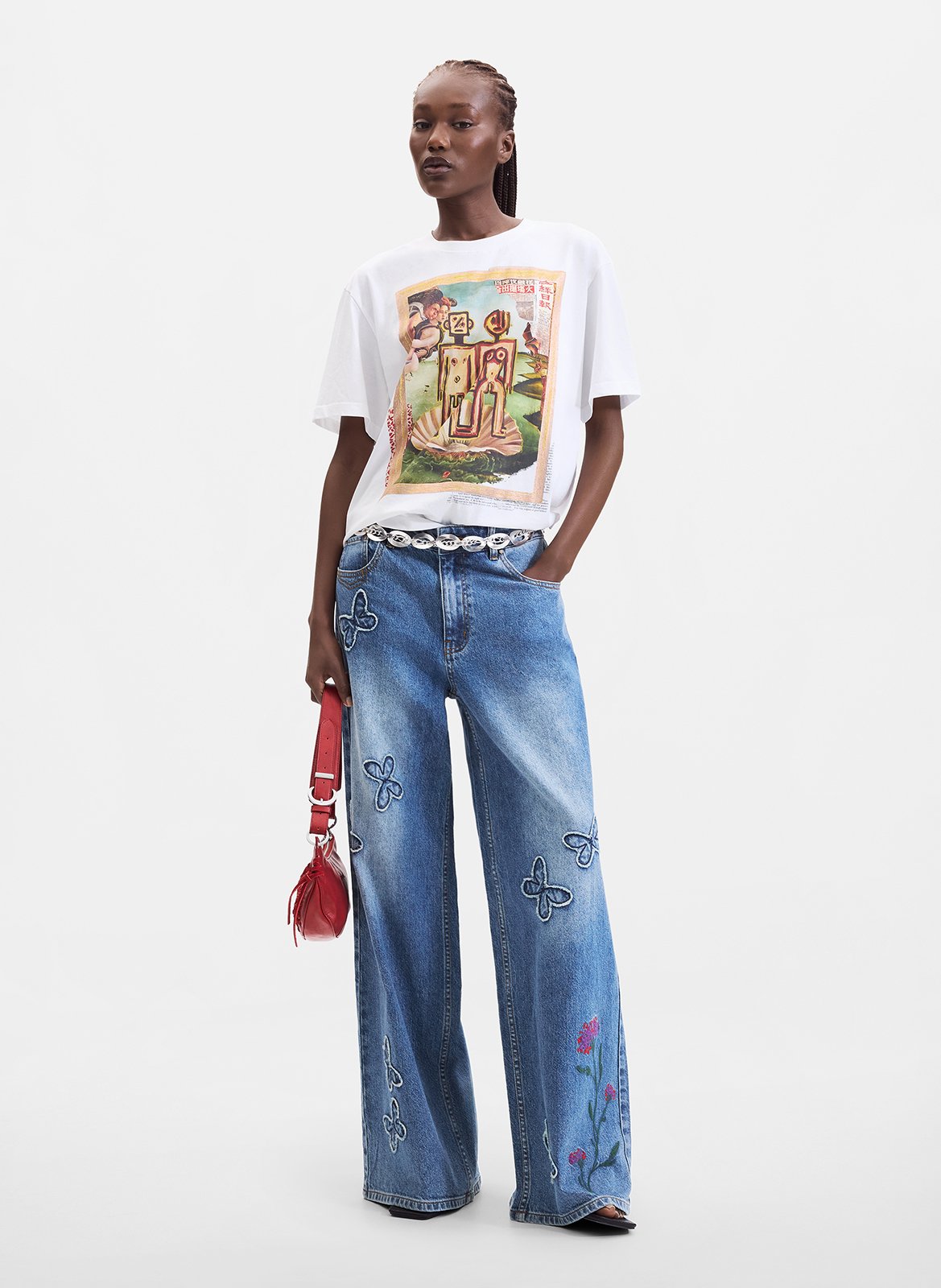 Rundhals-T-Shirt aus Baumwolle DESIGUAL Weiss