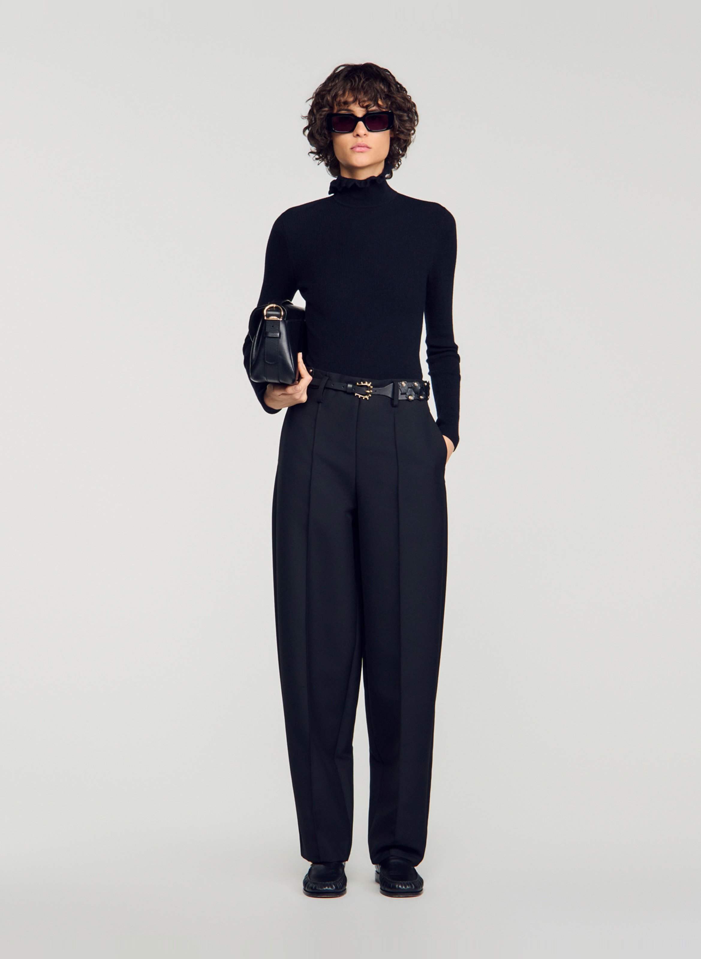 Pull moulant en laine mélangée SANDRO Noir