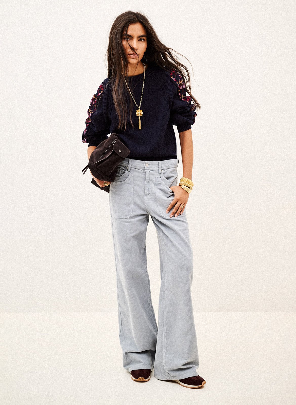 Embroidered wool knit sweater BA&SH Blue
