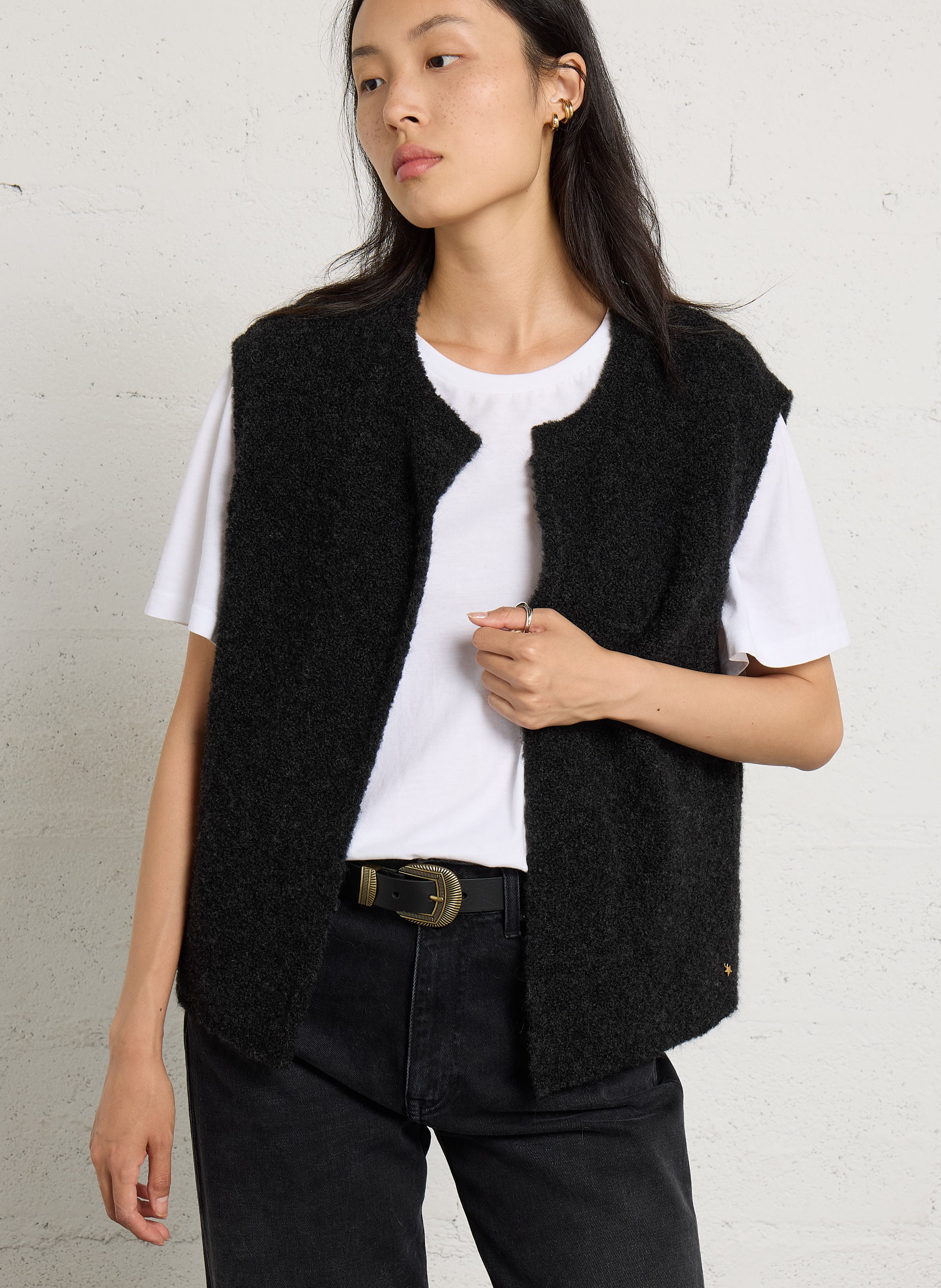 Straight cardigan DES PETITS HAUTS Black