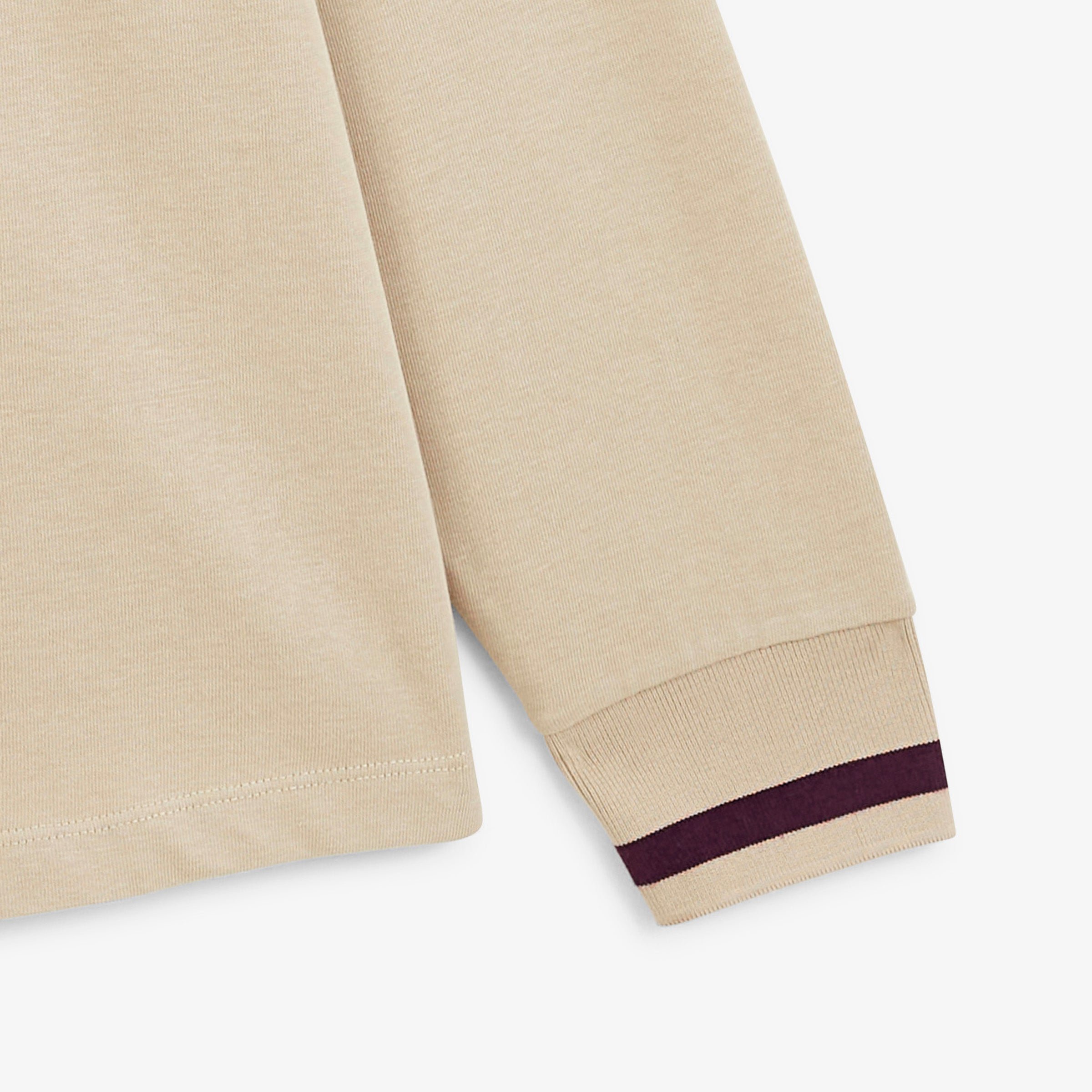BLANCO BIARRITZ long-sleeved rugby polo shirt in two beige travertine tartans SERGE BLANCO Beige