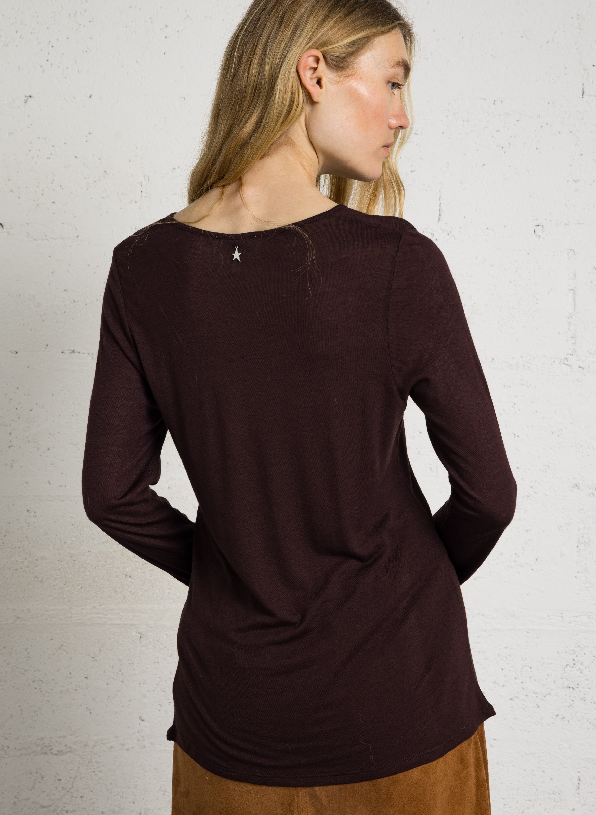 Tee-shirt droit fluide manches longues SUD EXPRESS Marron