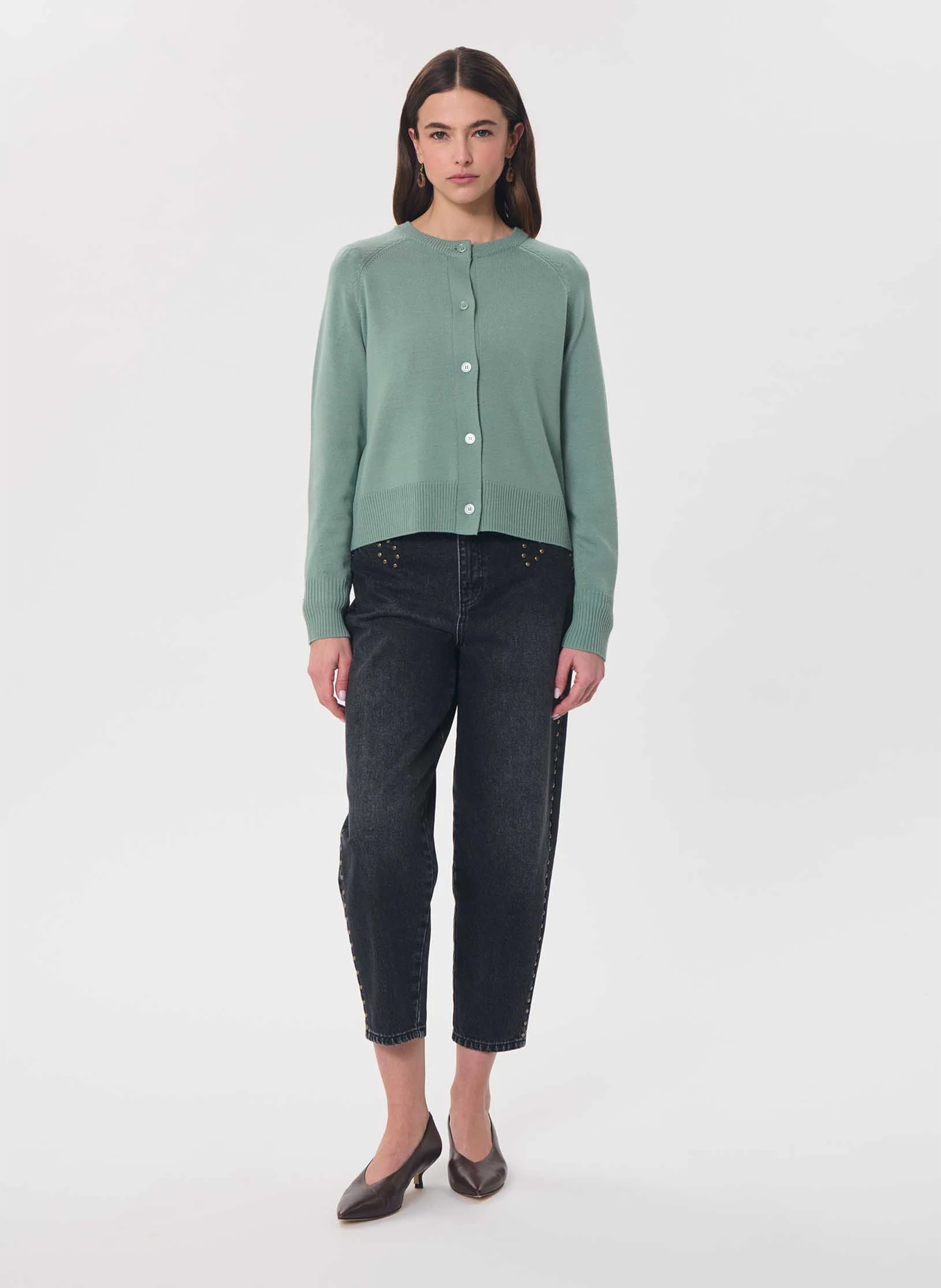 Straight wool cardigan TARA JARMON Green