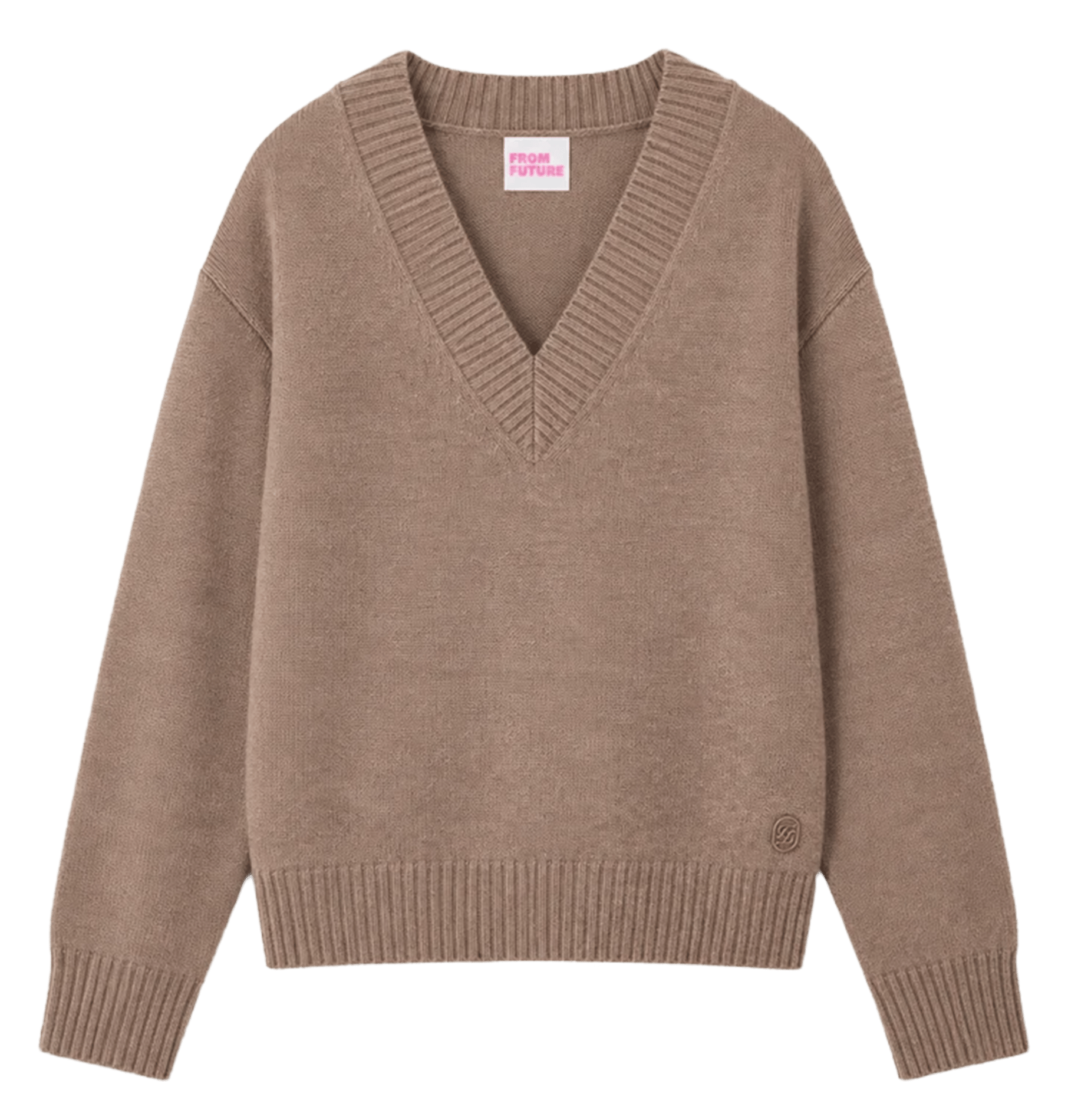 Pull col V ample en cachemire FROM FUTURE Beige
