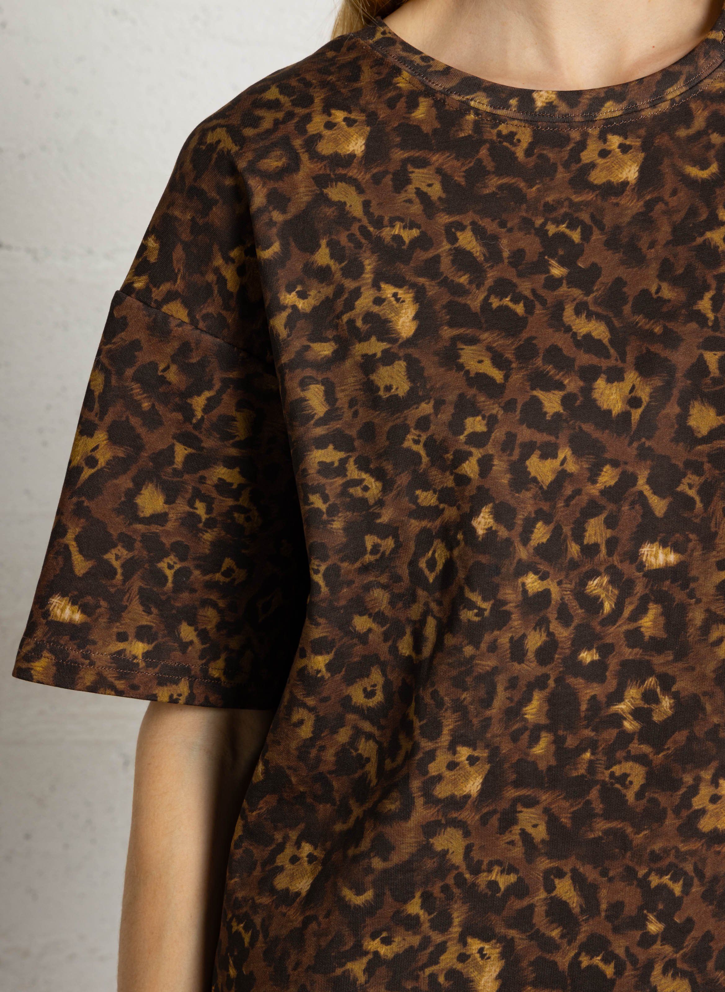 Straight t-shirt with printed design in blended cotton. LA PETITE ETOILE Brown