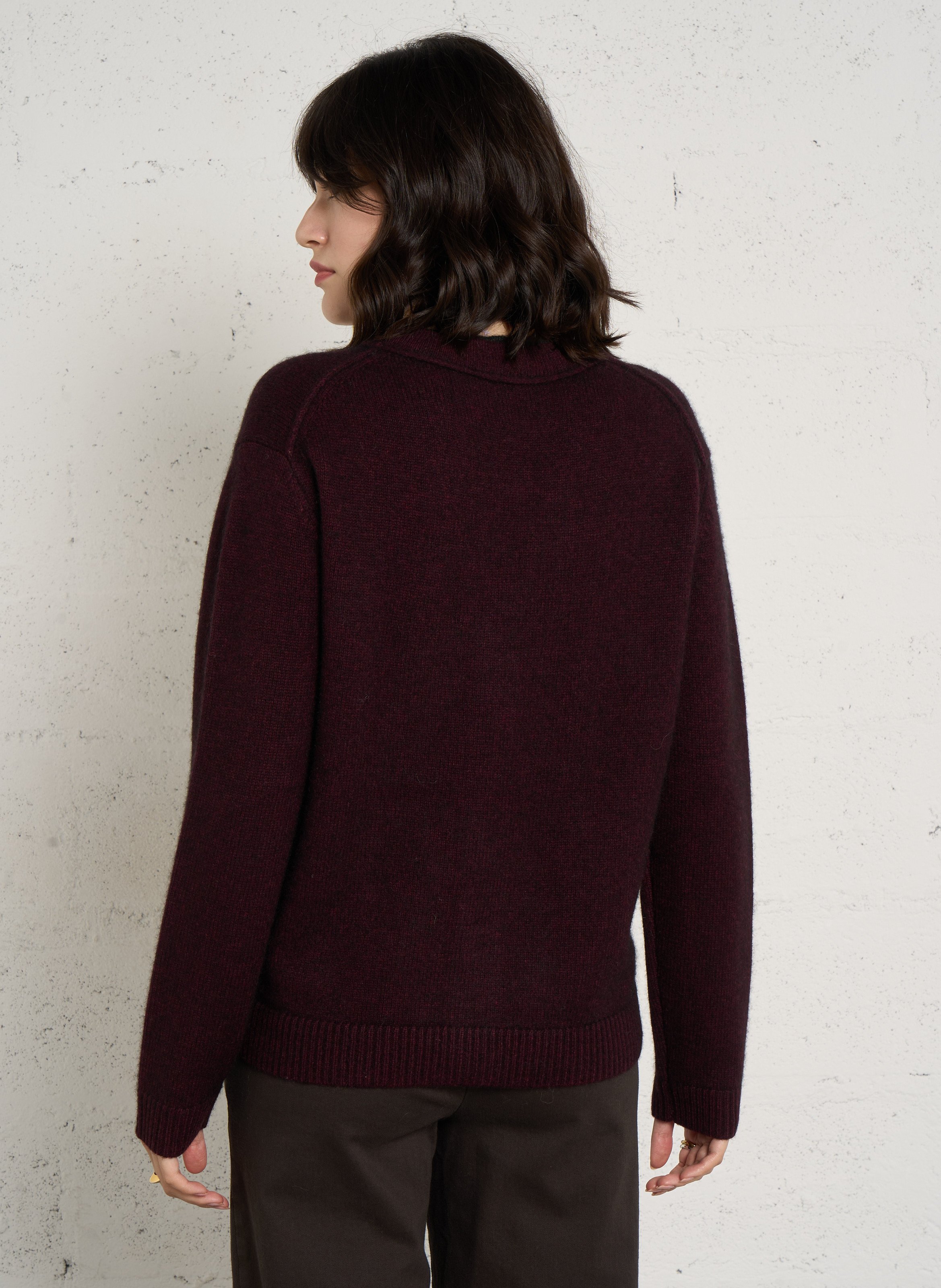 Relaxed-fit V-neck wool cardigan MAISON 123 Purple
