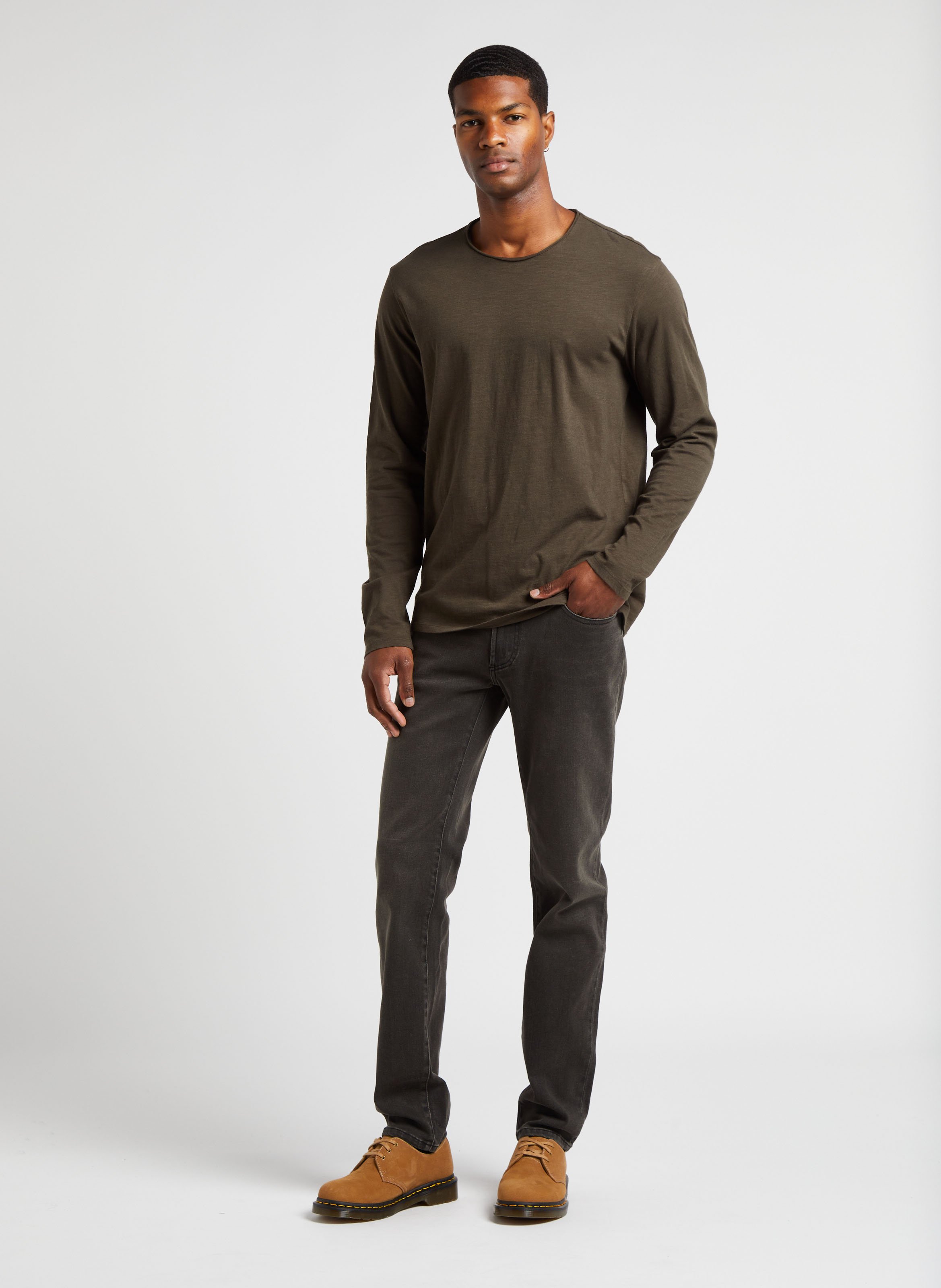 Round neck cotton t-shirt IKKS Khaki