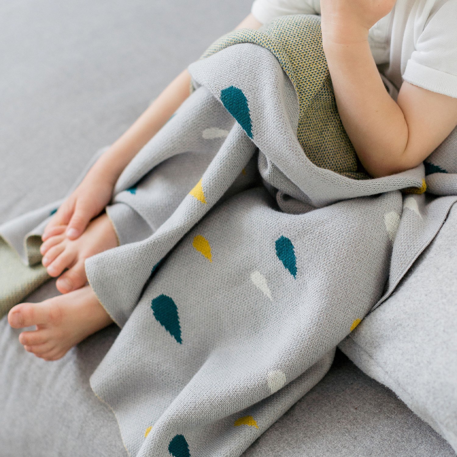 Ultra-soft knitted baby blanket - 100% cotton KINDSGUT Yellow