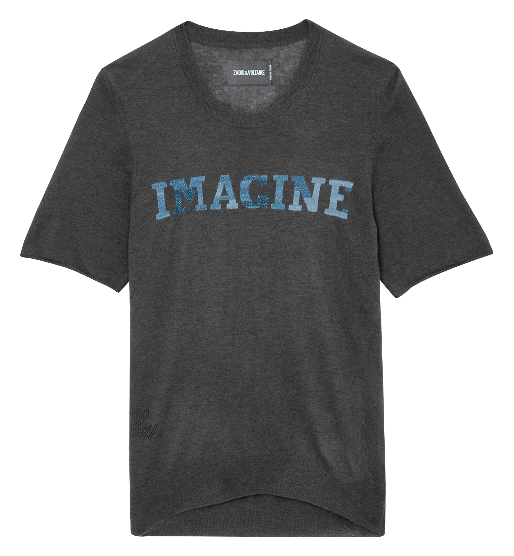 Pull droit col rond en cachemire et coton mélangé ZADIG&VOLTAIRE Gris