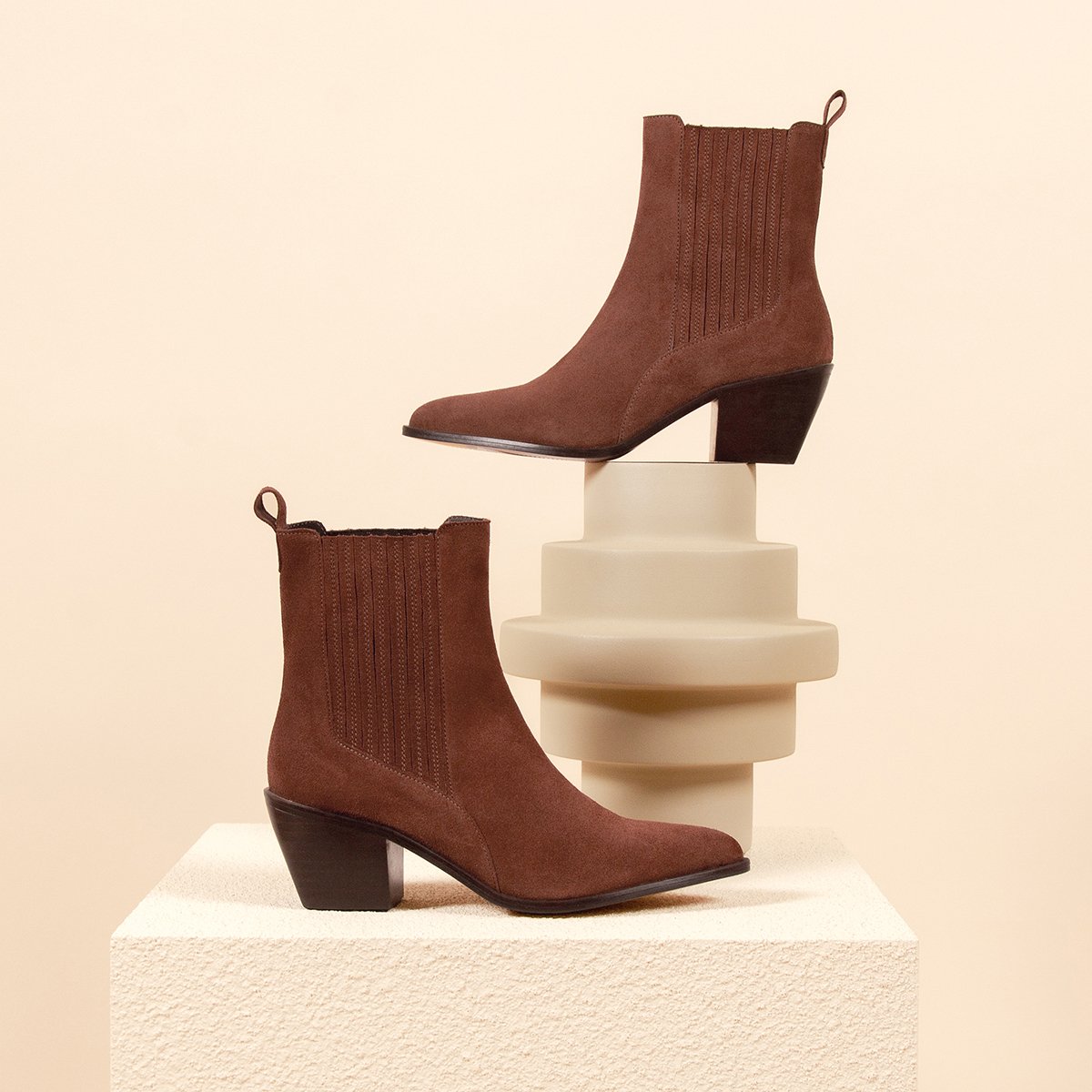 Suede leather cowboy boots JULES & JENN Brown