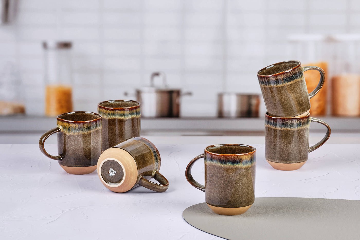 Stoneware Mug 40cl - Set of 6 BJORN Brown