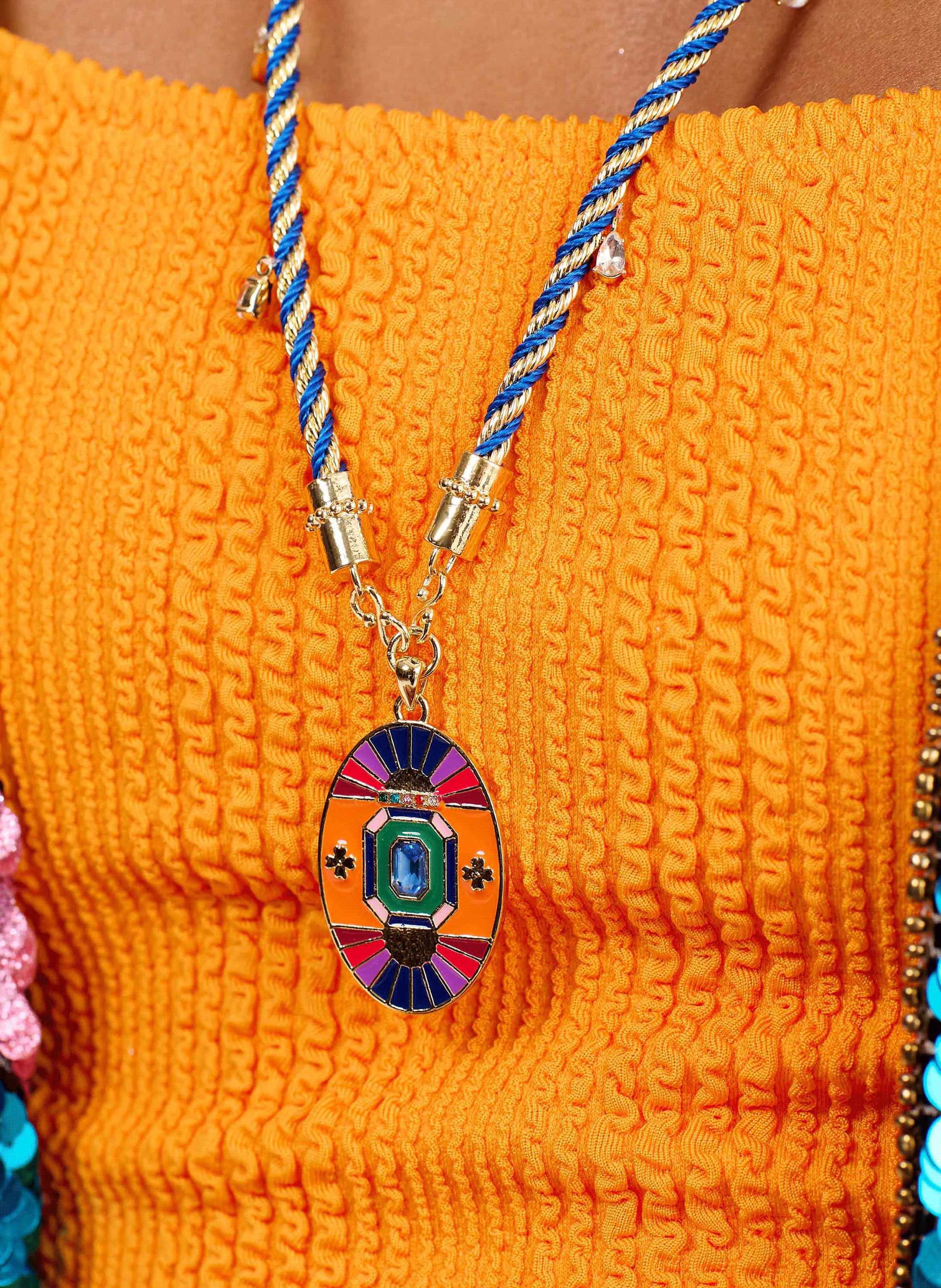 Long necklace with cord and central pendant HIPANEMA Multicolored