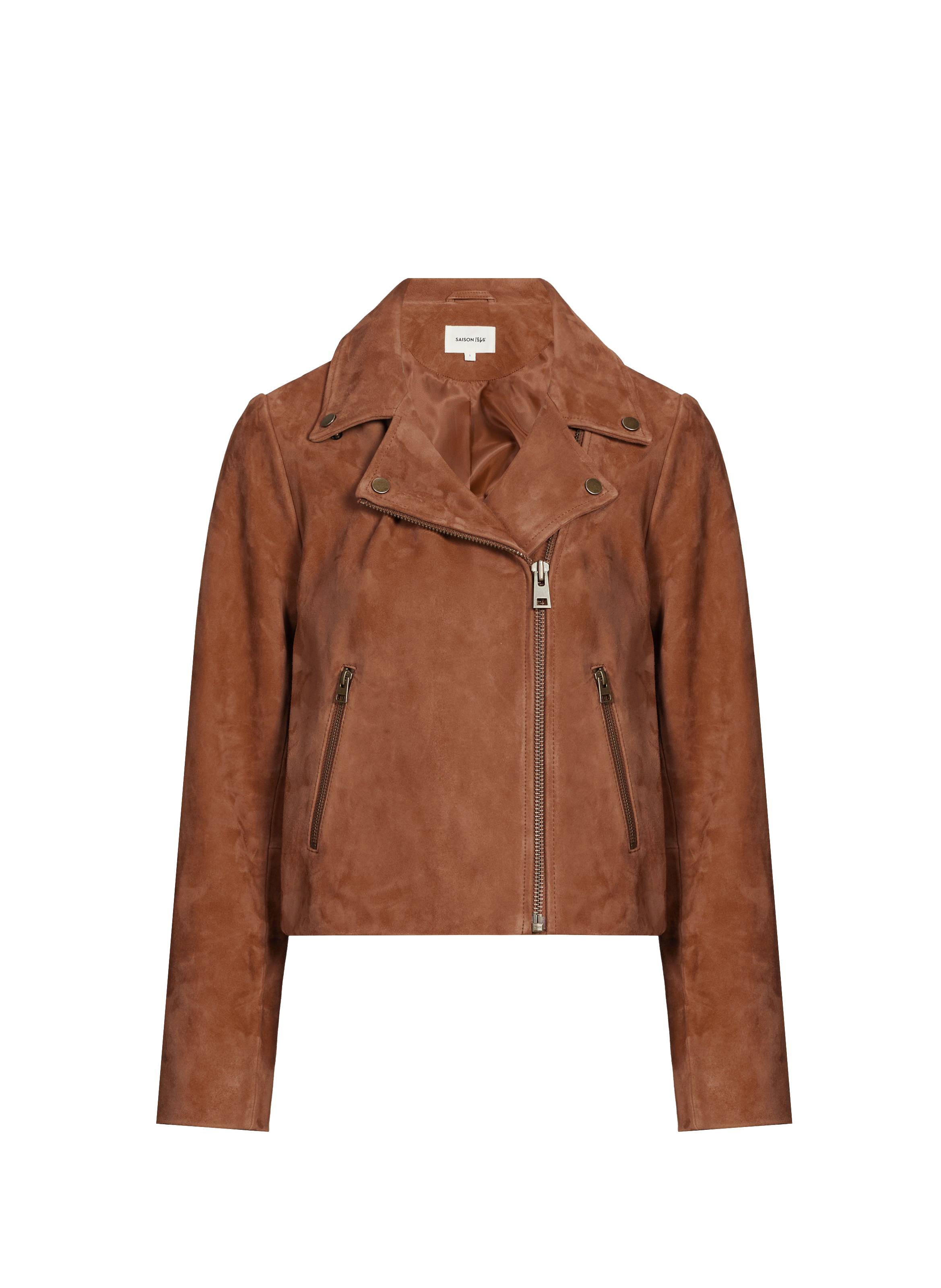 Short suede leather jacket SAISON 1865 Brown