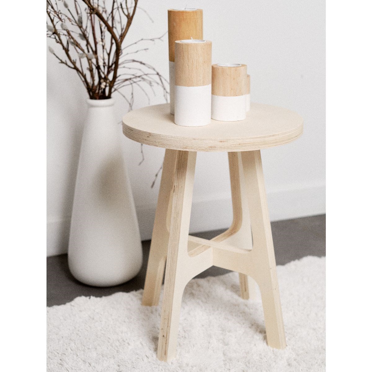 Round plywood stool FACTORY Beige