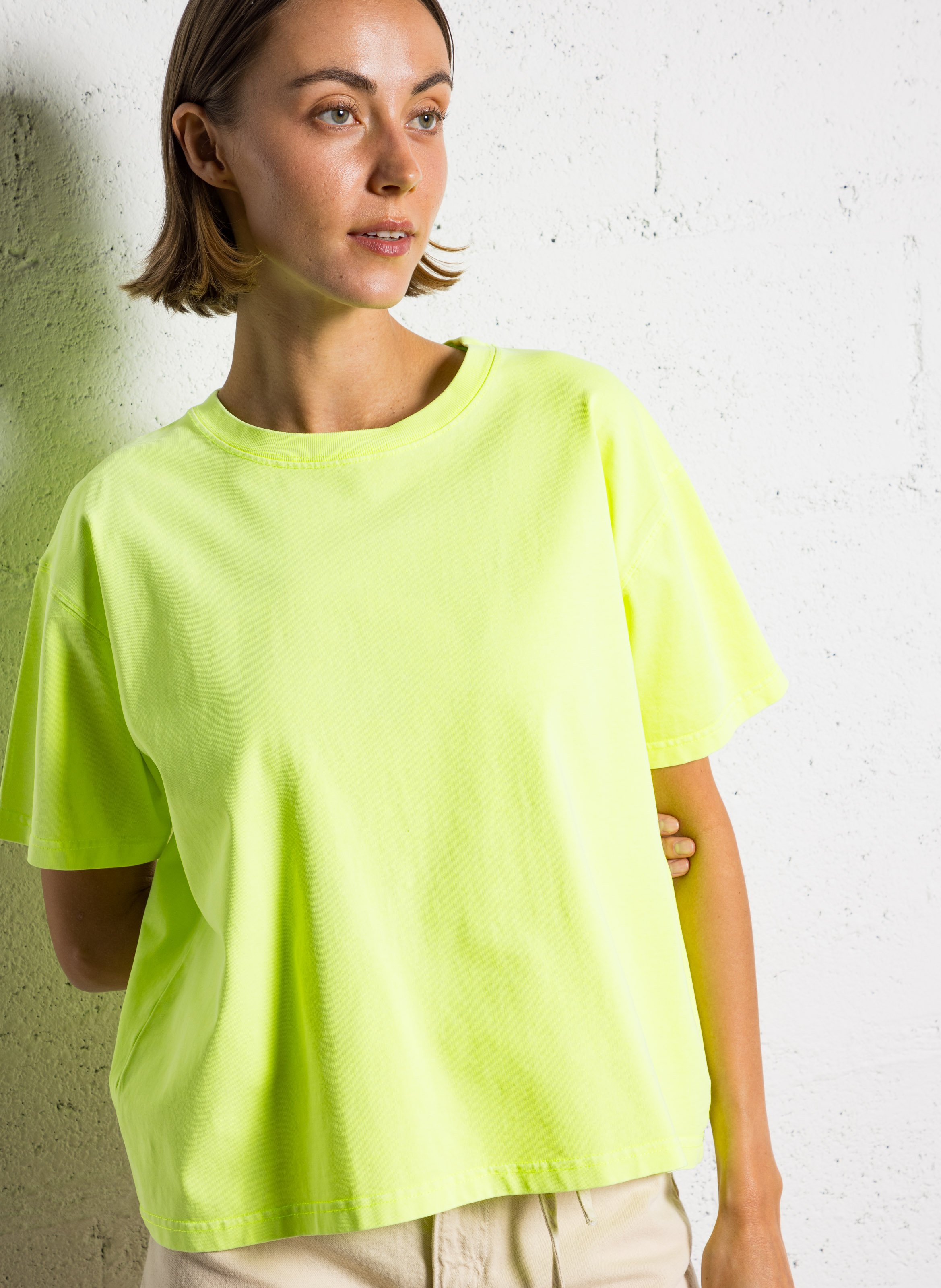 Tee-shirt ample col rond en coton  AMERICAN VINTAGE Jaune