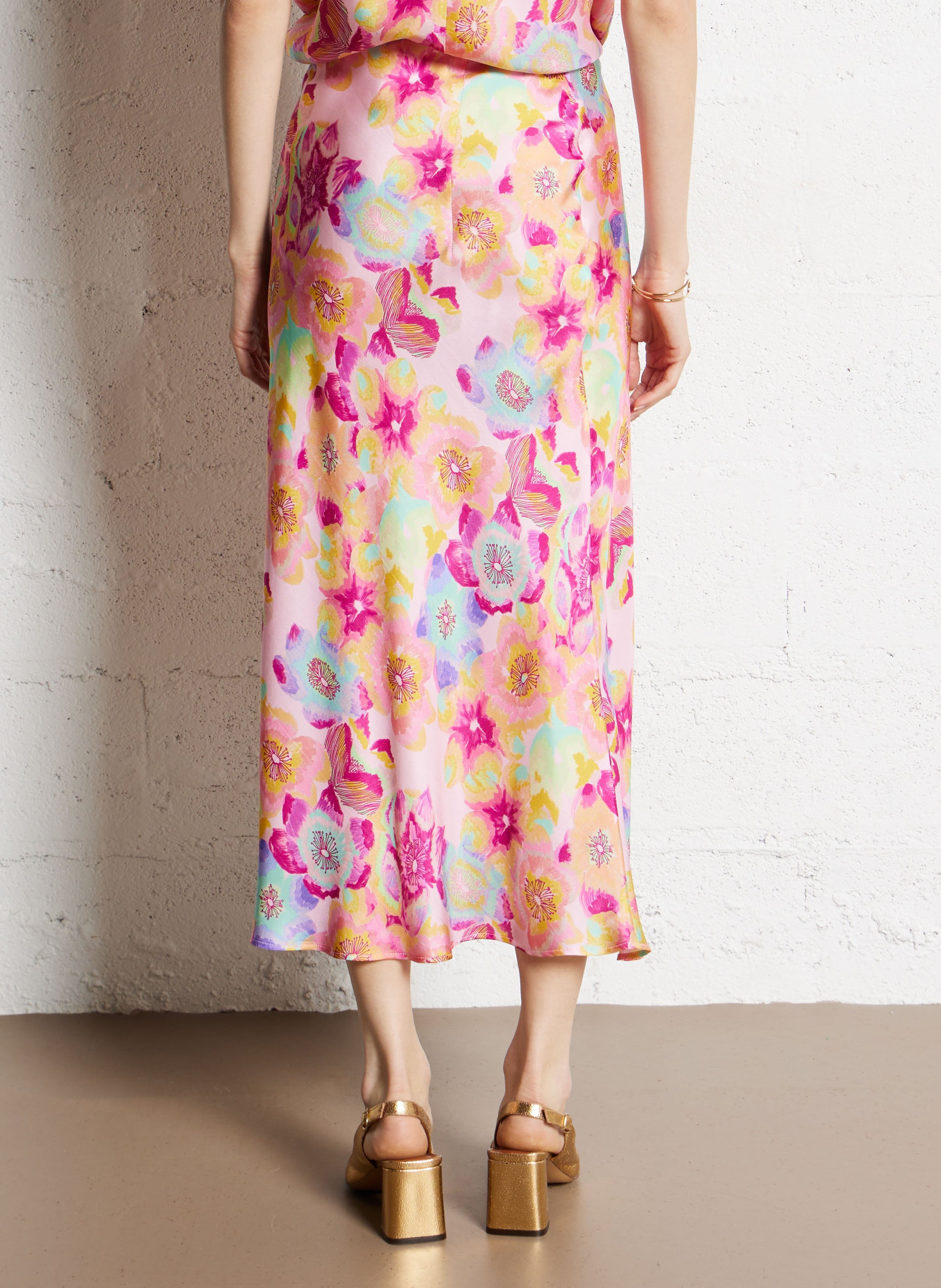 Straight silk long skirt ELISE CHALMIN Pink