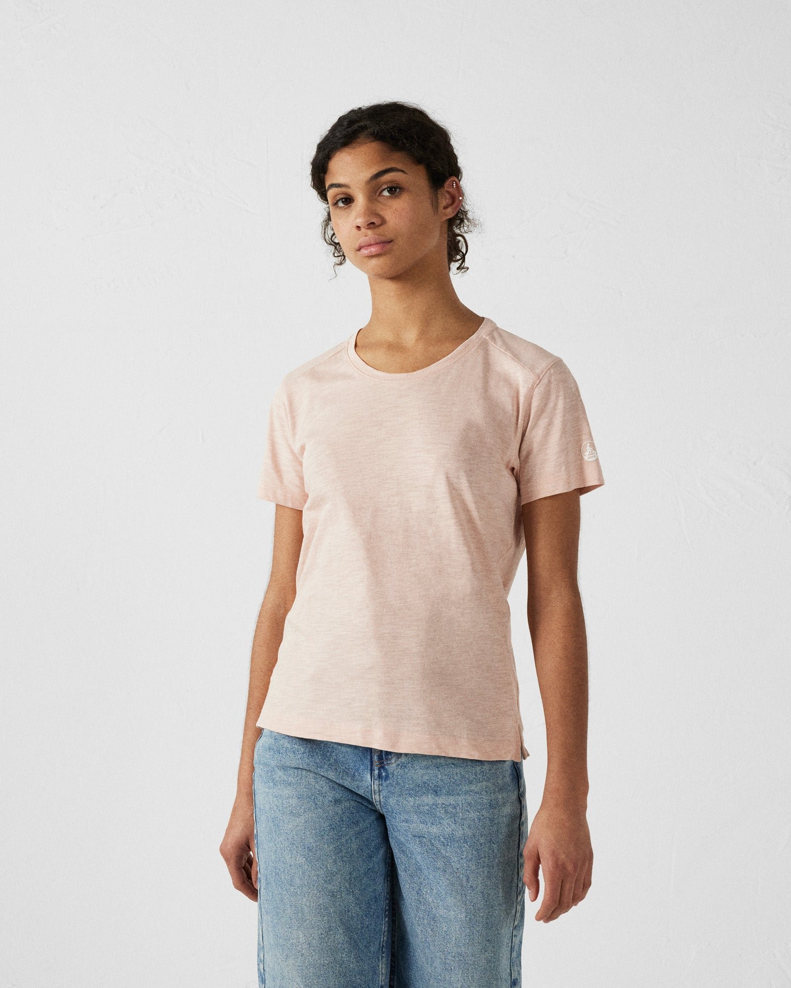 Round neck women's cotton T-shirt - Angela JOTT Pink