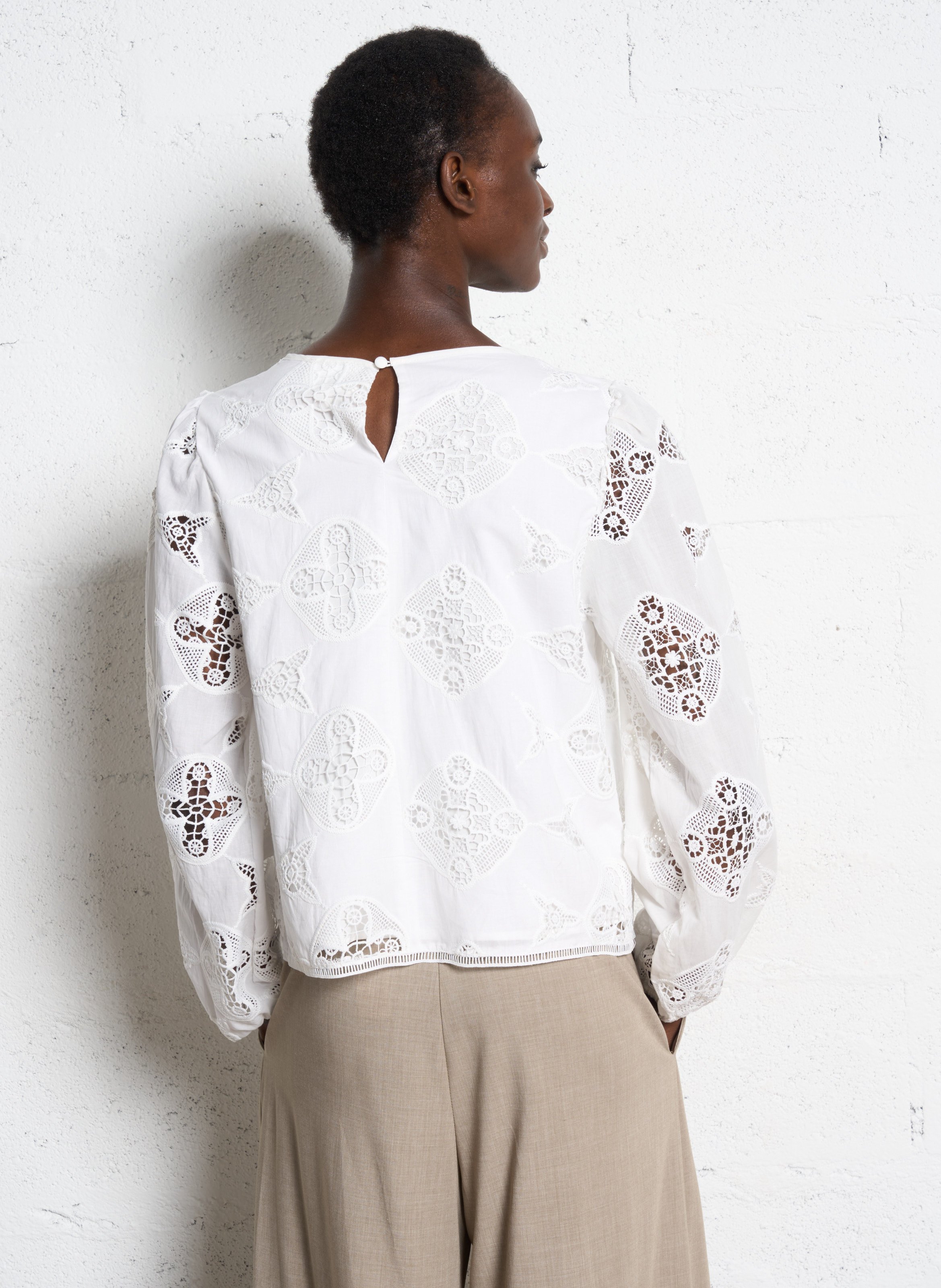 Straight cotton-blend blouse MAISON 123 White