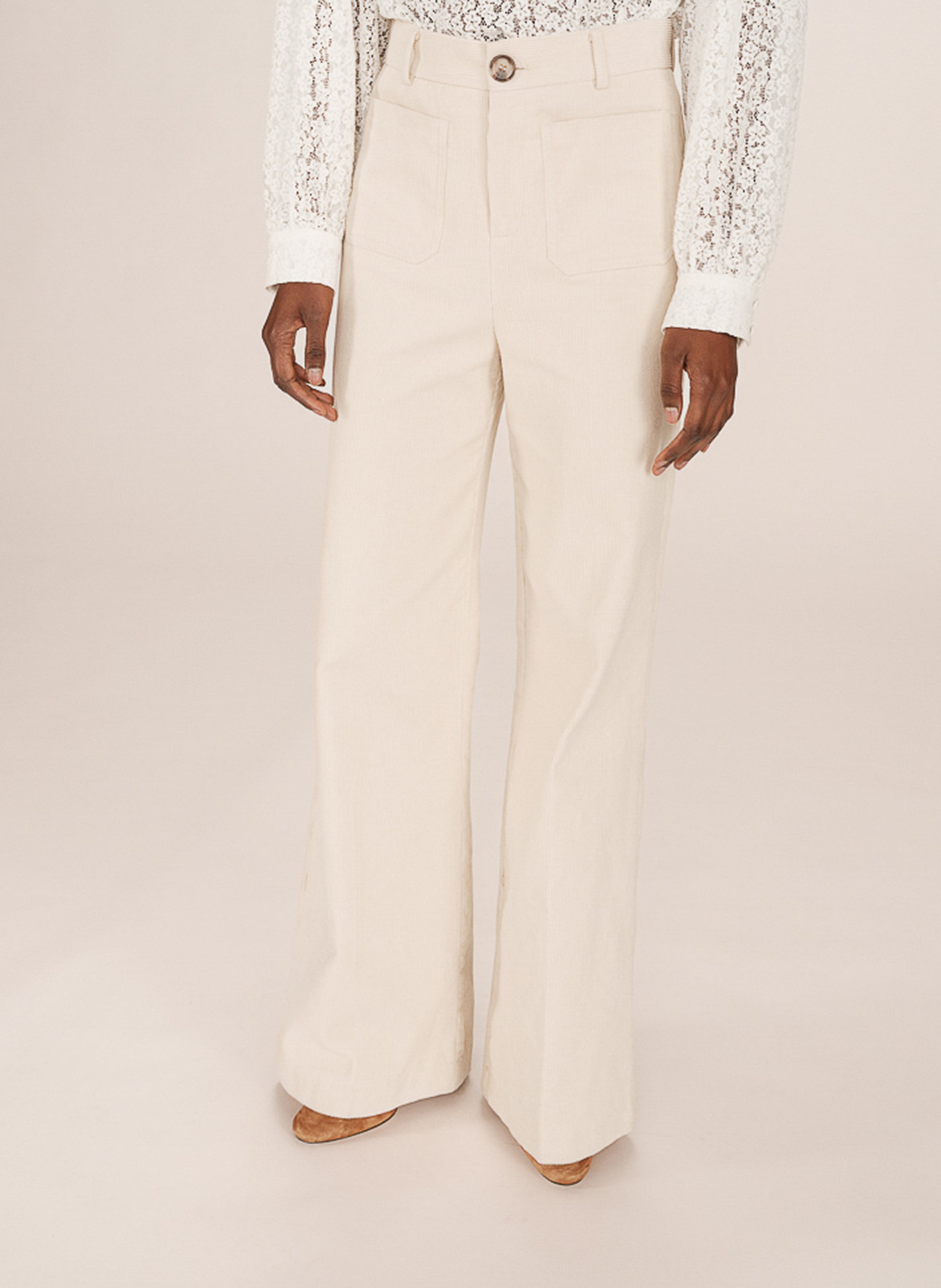 Slim-fit cotton cargo pants GRACE ET MILA White