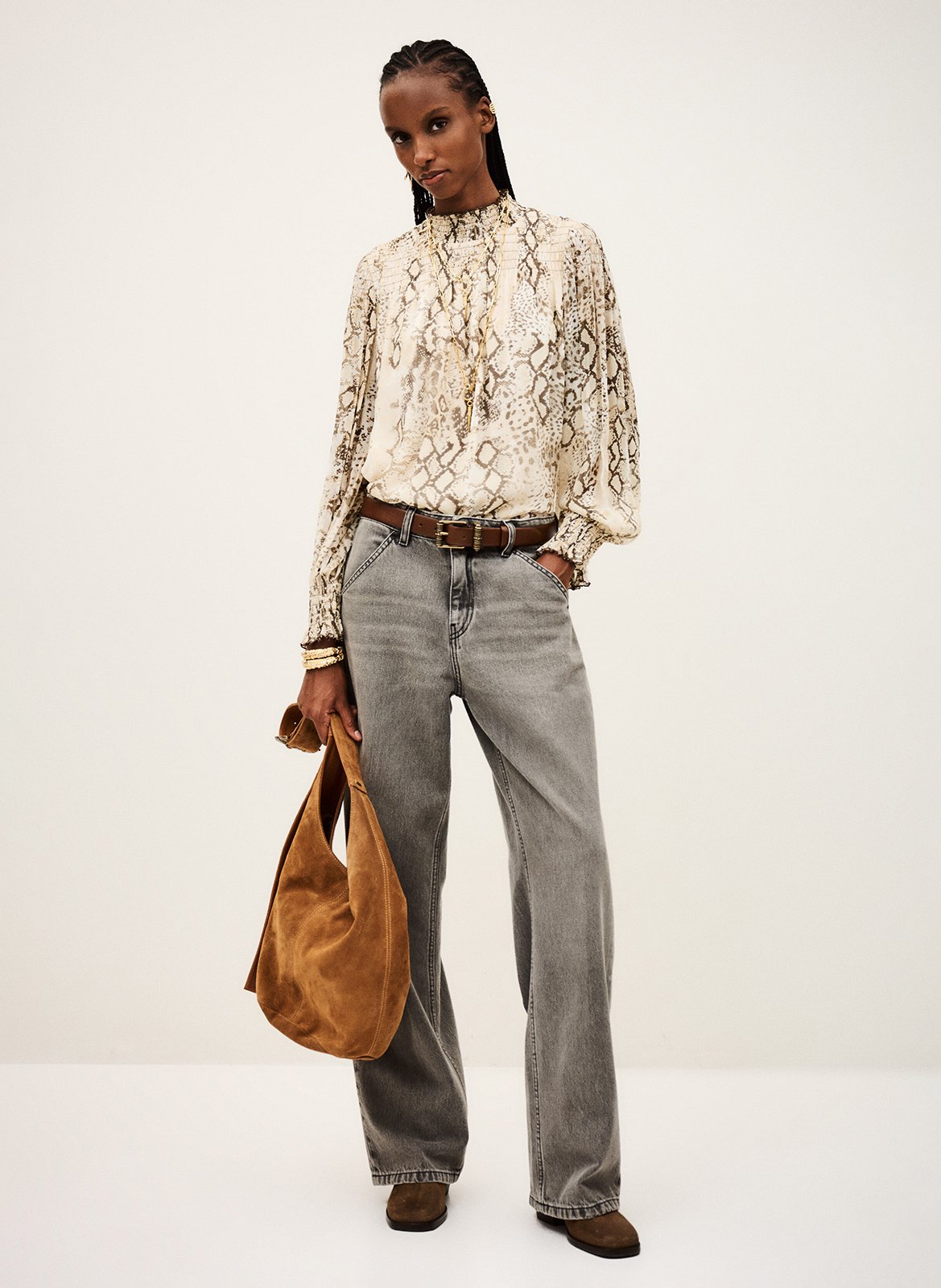 Top col montant imprimée  BA&SH Beige