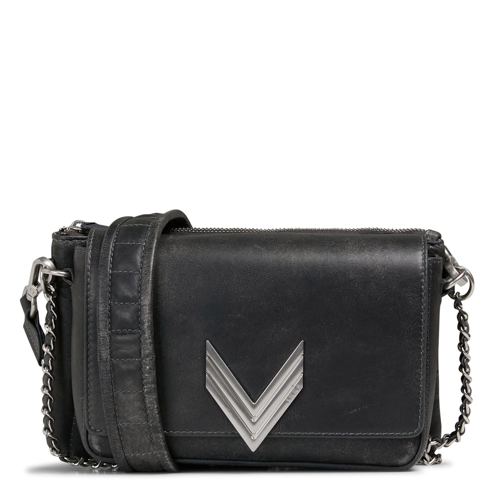 Leather crossbody bag IKKS Grey
