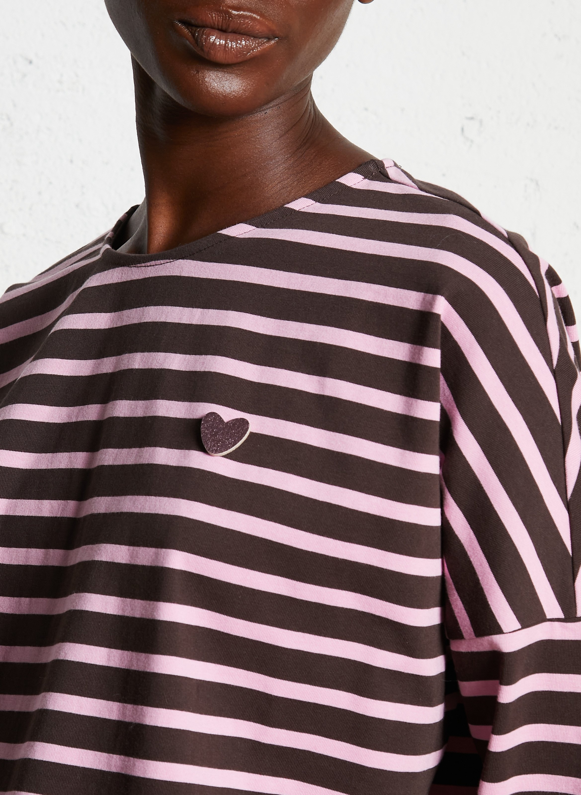 Tee-shirt oversize en coton DES PETITS HAUTS Marron