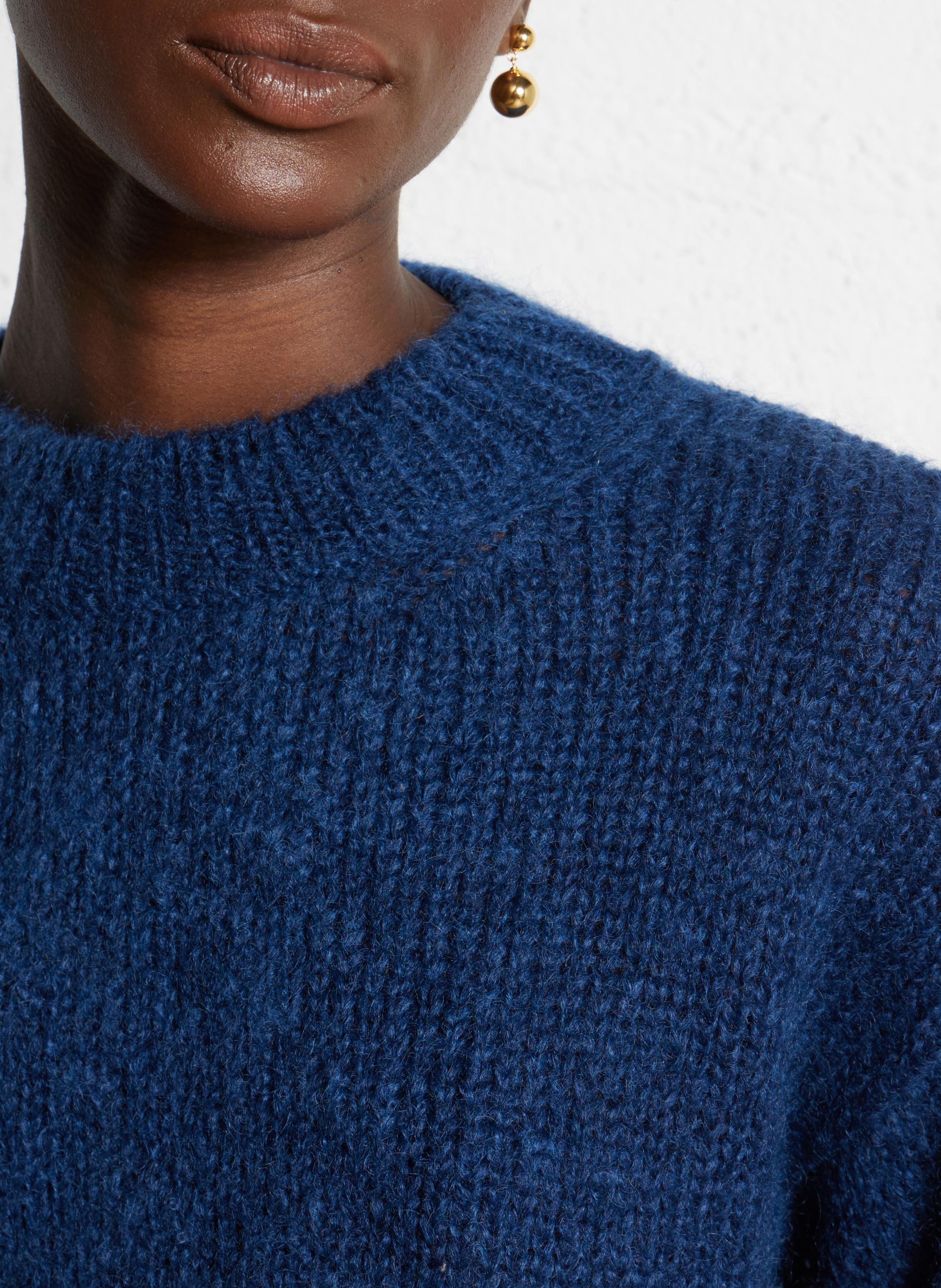 Pull ample col rond en kid mohair mélangé MASSCOB Bleu