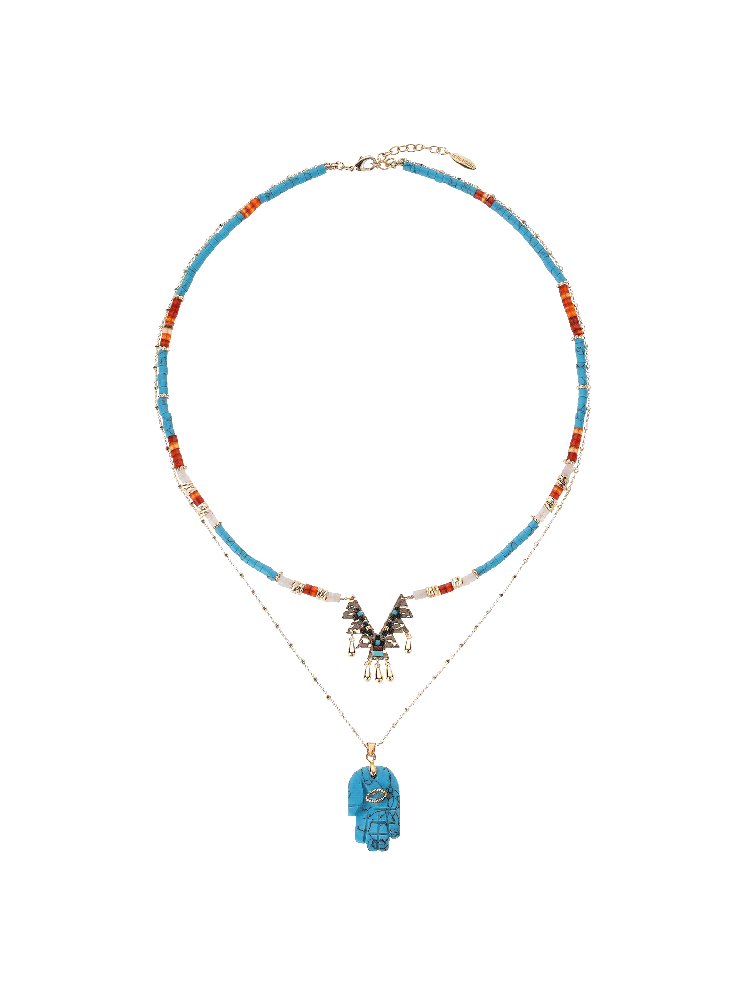 Multistrand pearl necklace with central pendants HIPANEMA Blue